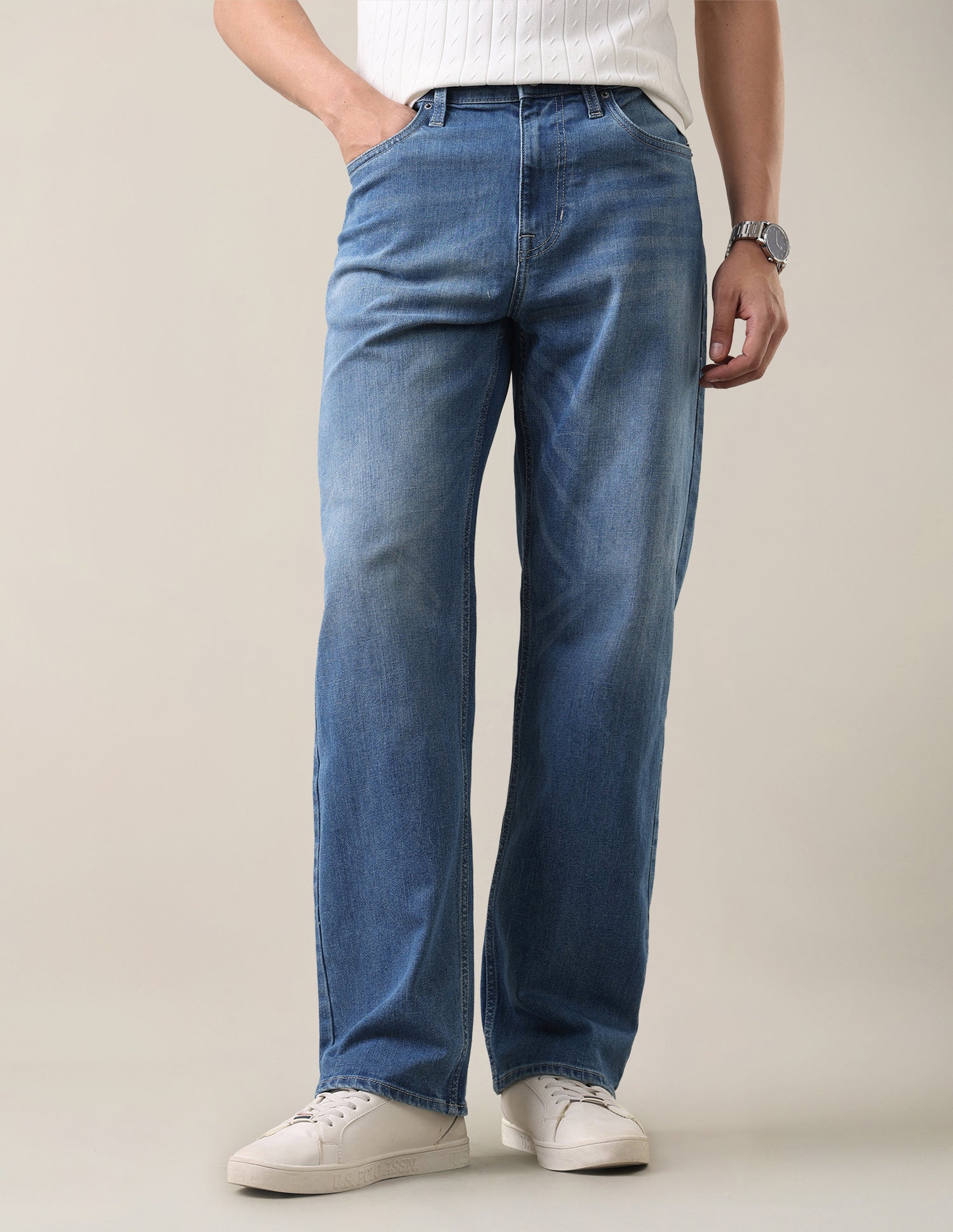 Logan Loose Straight Fit Blue Jeans Light Indigo - U.S. Polo Assn. India | Large