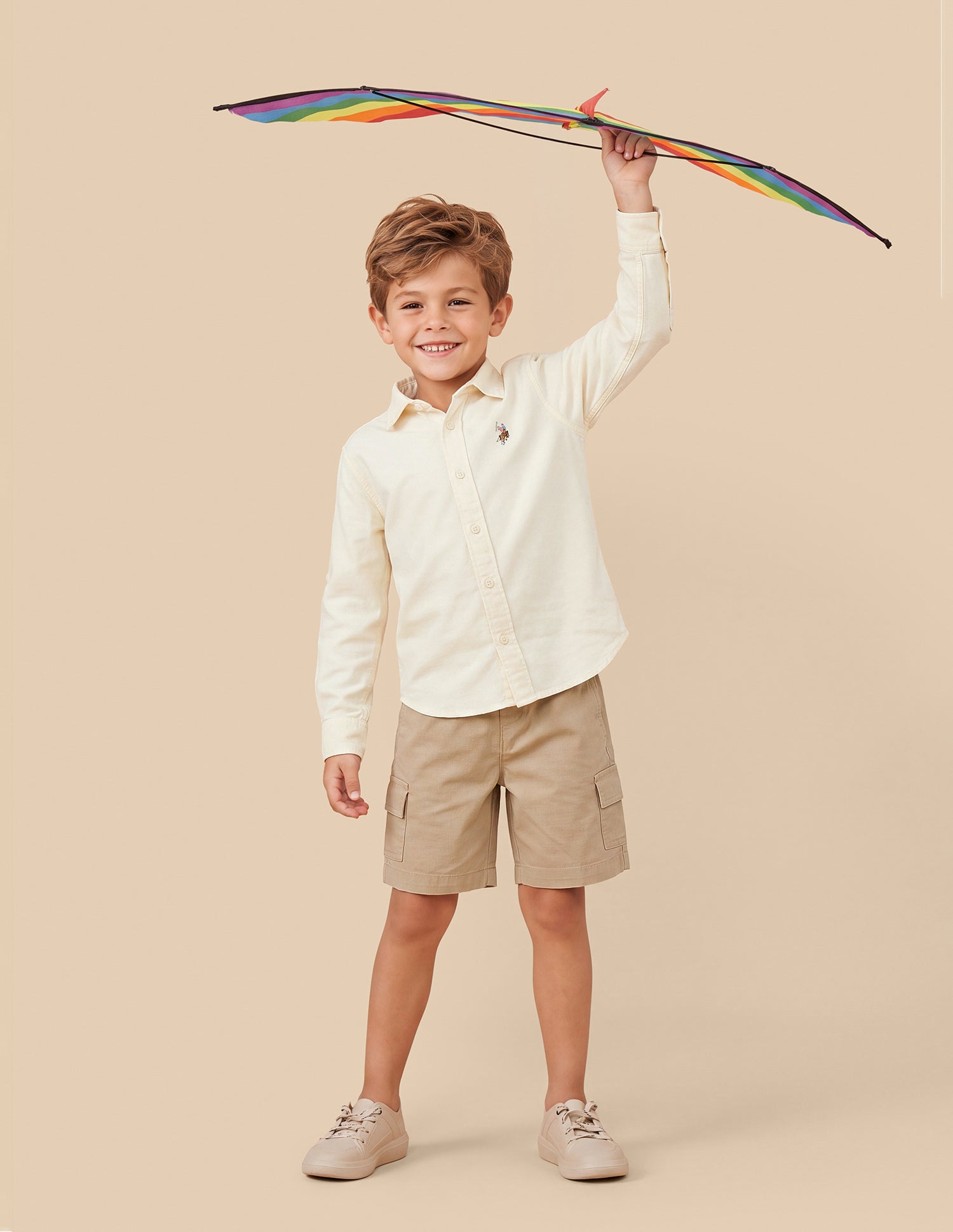 Corduroy Regular Fit Shirt Ivory - U.S. Polo Assn. India | Large