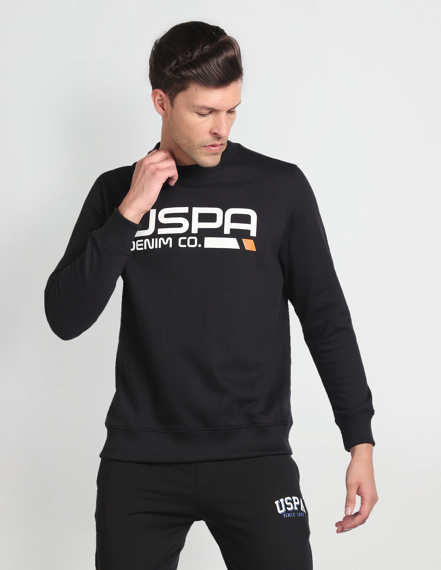 Crew Neck Brand Print Sweatshirt