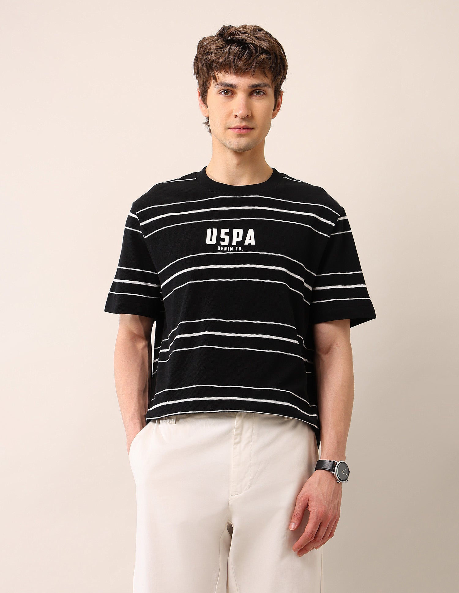 Relaxed Fit Pure Cotton T-Shirt Black - U.S. Polo Assn. India | Large