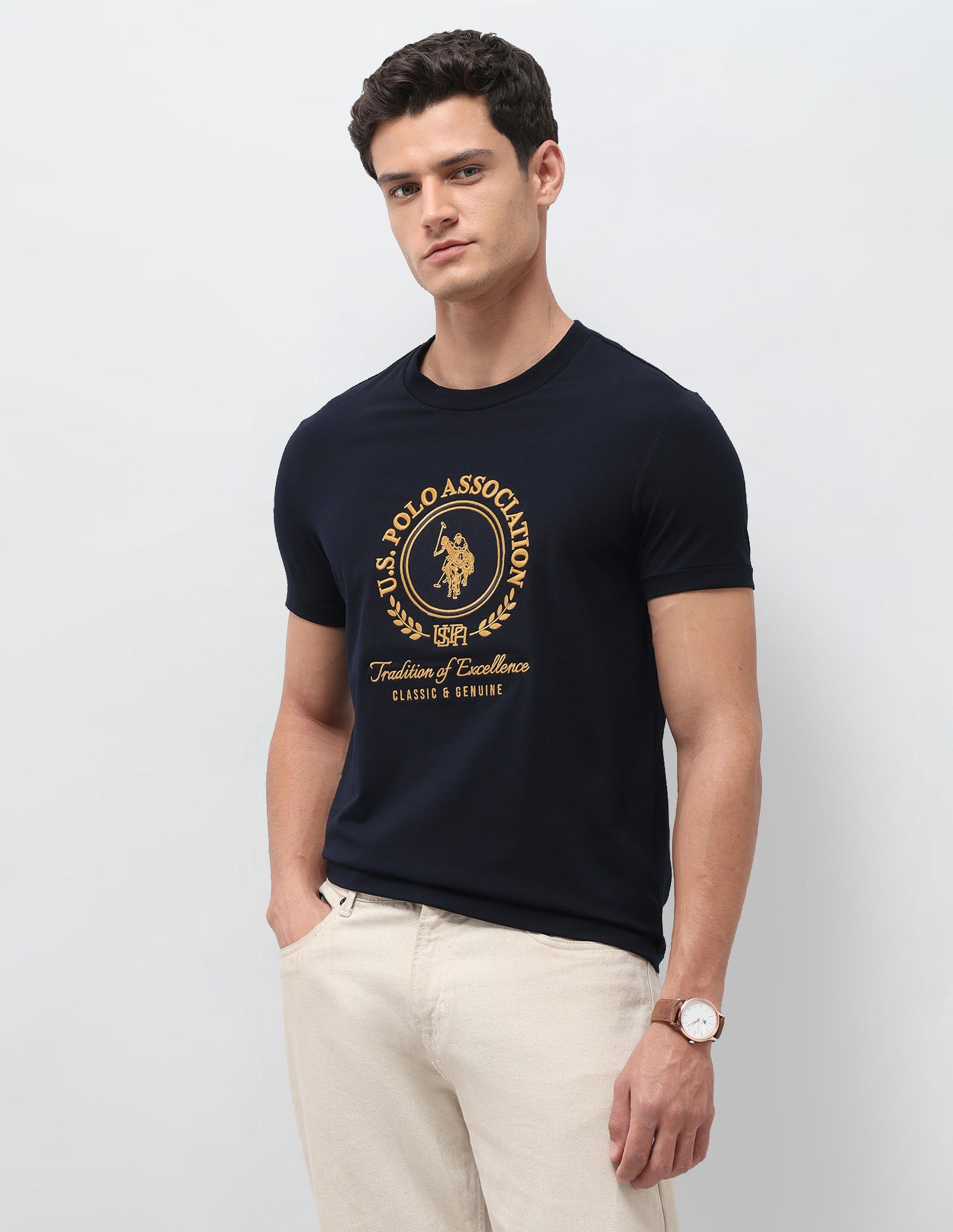 Brand Embroidered Slim Fit T-Shirt