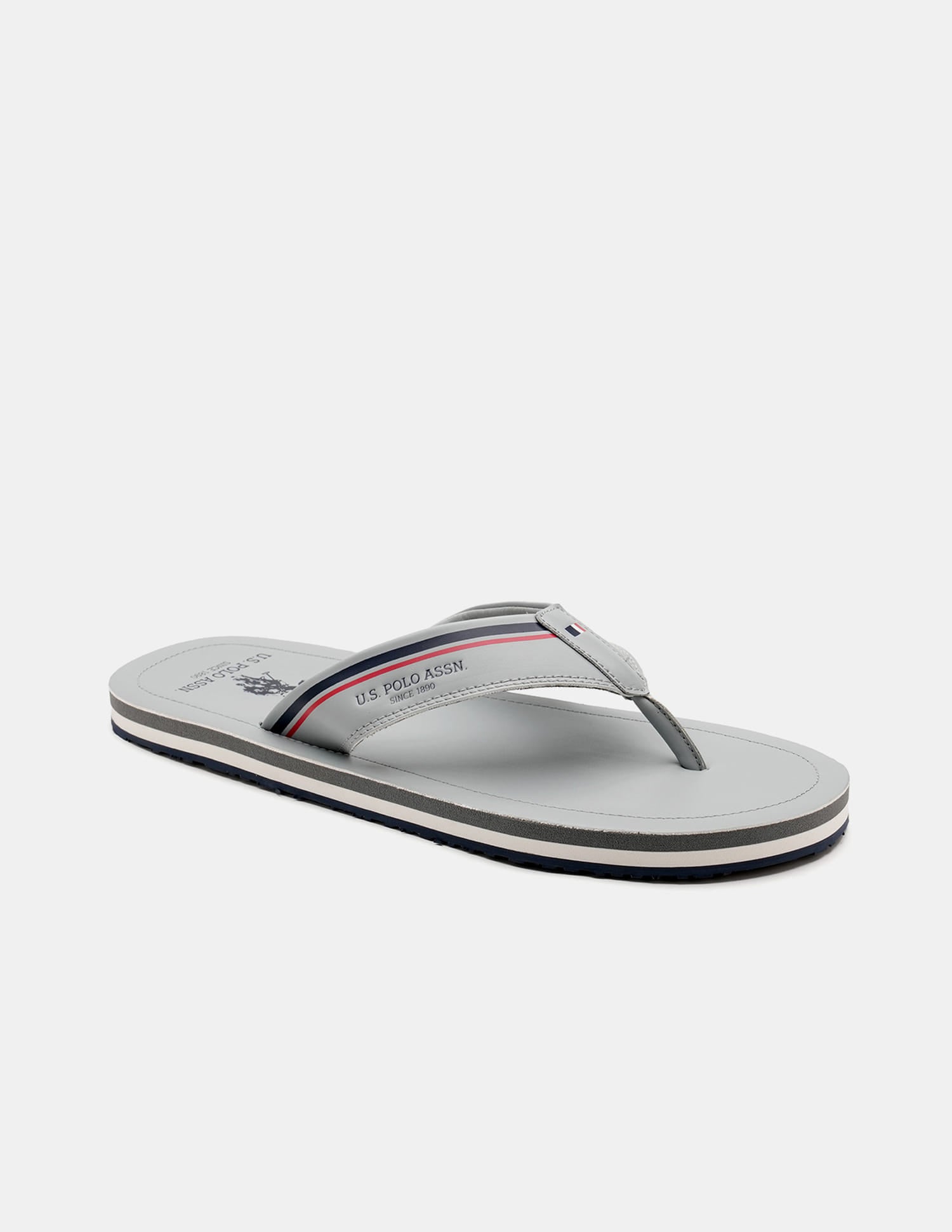 Men Nesta Striped Flip Flops Light Grey - U.S. Polo Assn. India | Large