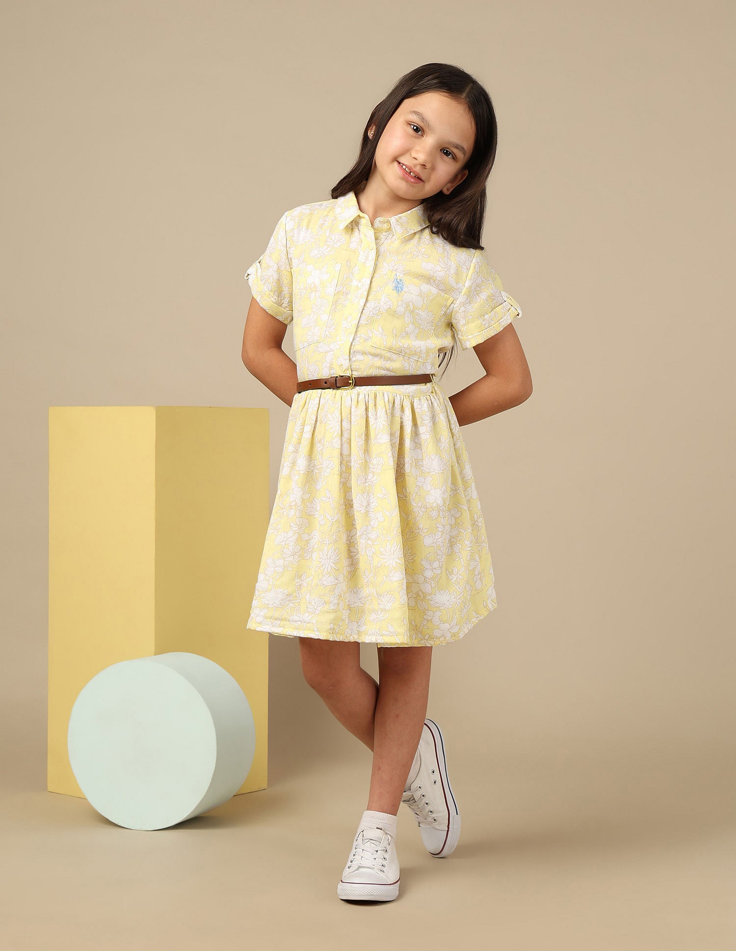 Girls Floral Printed Fit & Flare Dress