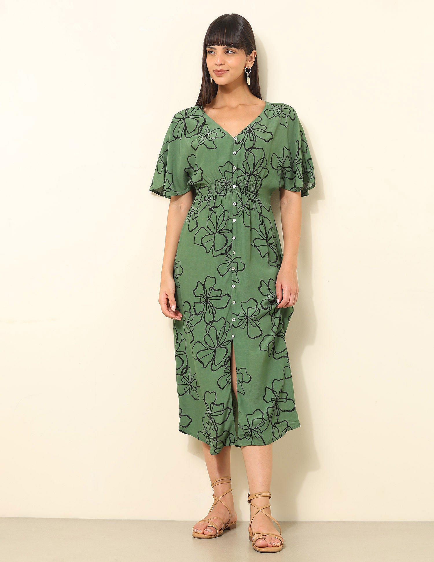 Floral Printed Fit & Flare Midi Dress Multicolour - U.S. Polo Assn. India | Large