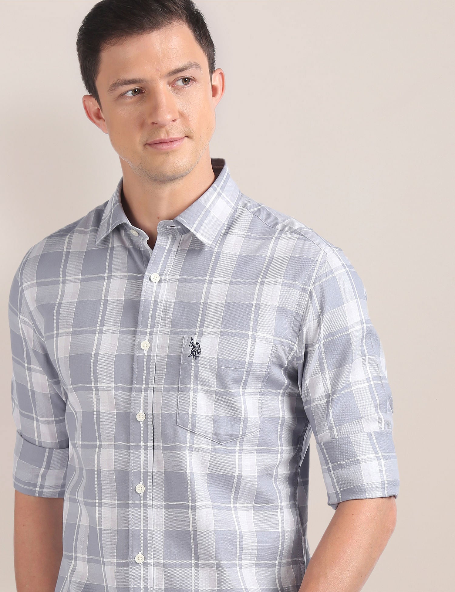 Tartan Check Dobby Shirt Grey - U.S. Polo Assn. India | Large