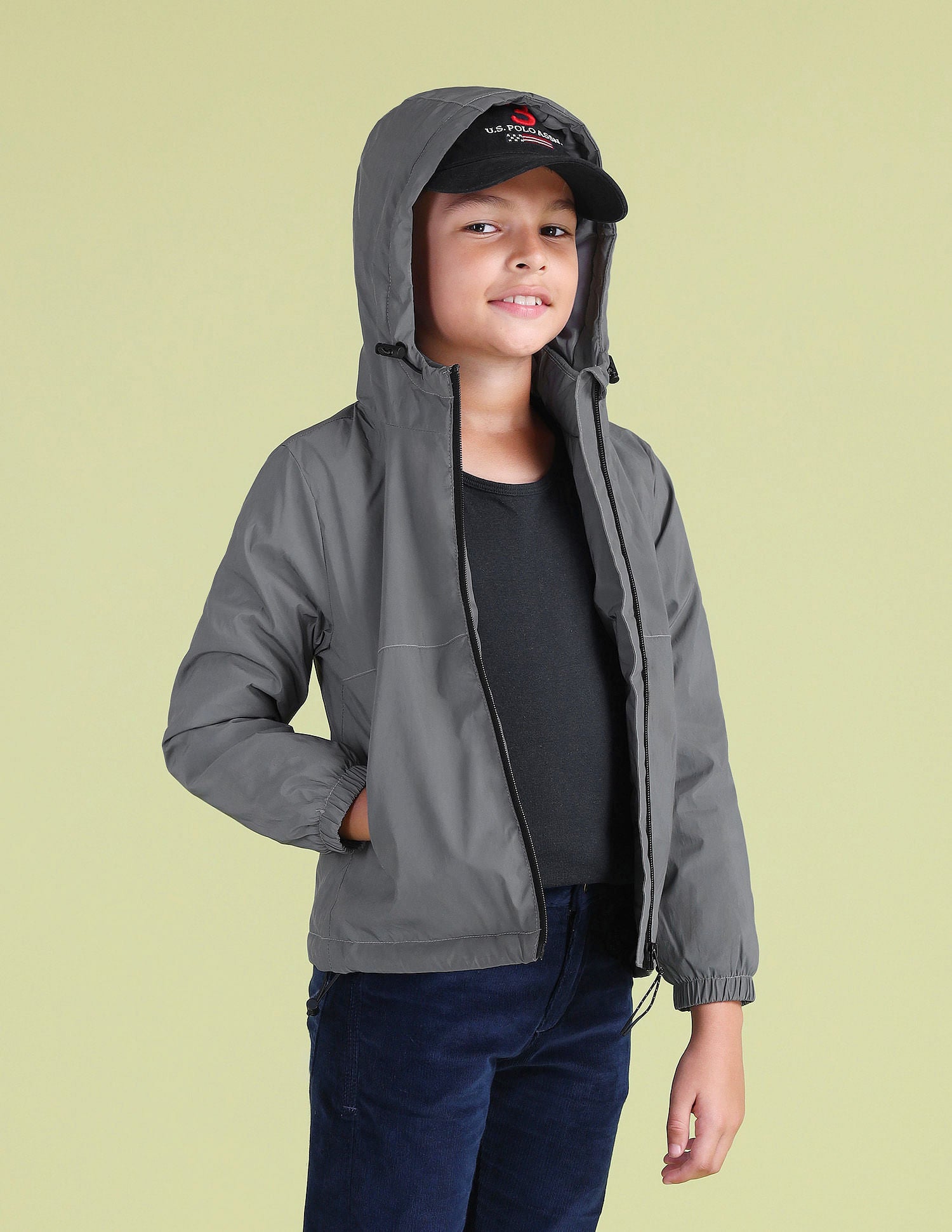 Boys Regular Fit Solid Padded Jacket