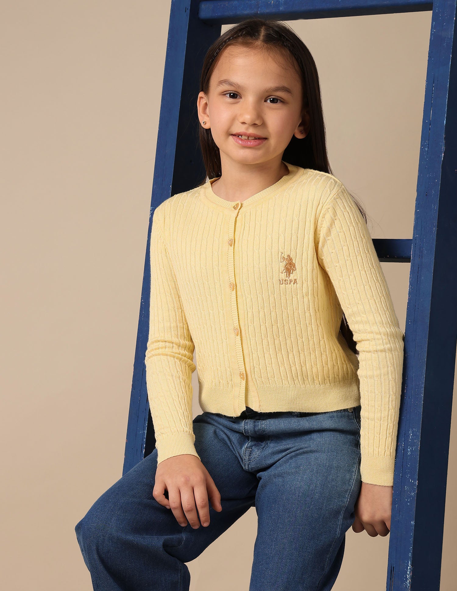 Girls Textured Regular Fit Sweater
