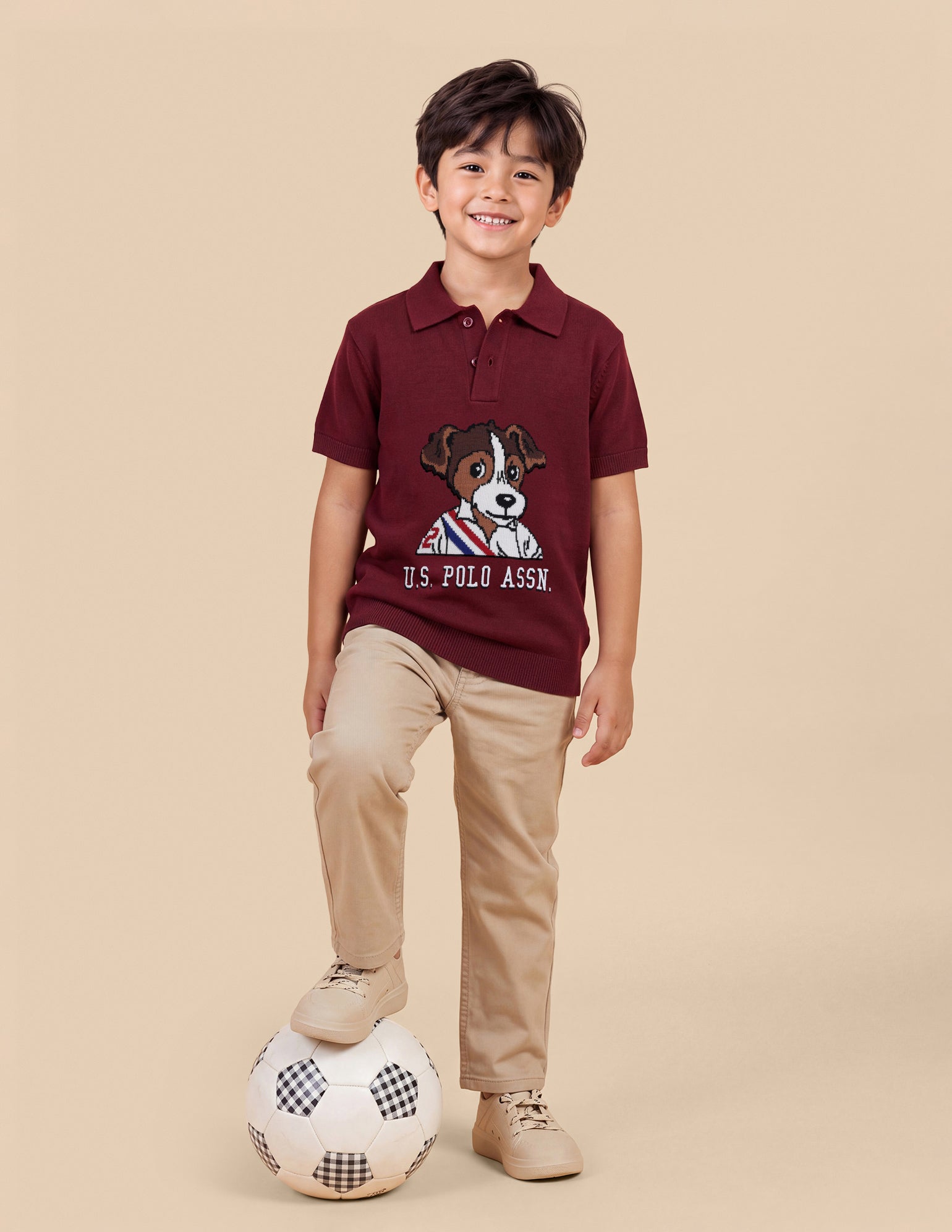 Graphic Brand Printed Regular Fit Polo Shirt Maroon - U.S. Polo Assn. India | Large