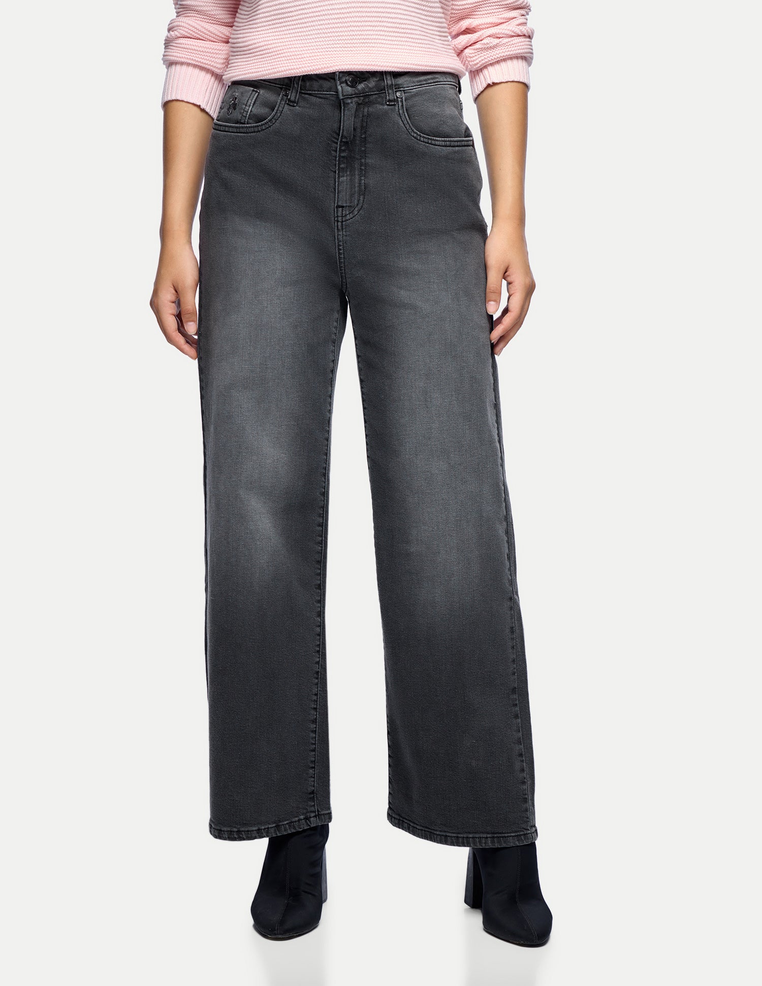 Wide Leg Fit Grey Jeans Dark Grey - U.S. Polo Assn. India | Large