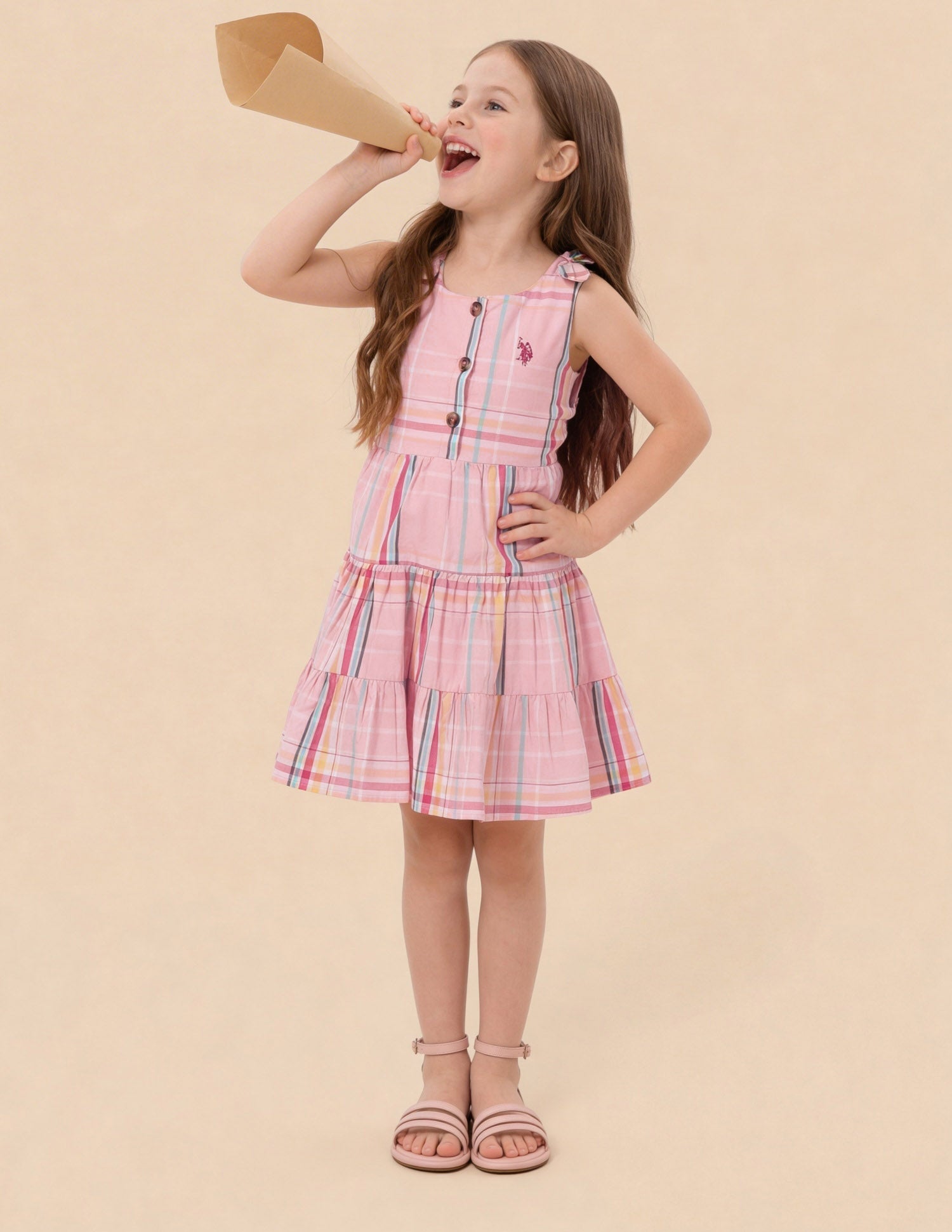 Tiered Checked Flared Dress