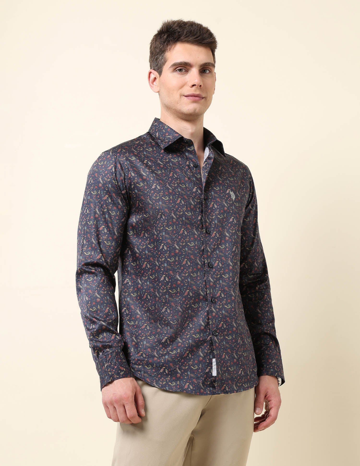 All-Over Printed Satin Shirt Navy - U.S. Polo Assn. India | Large