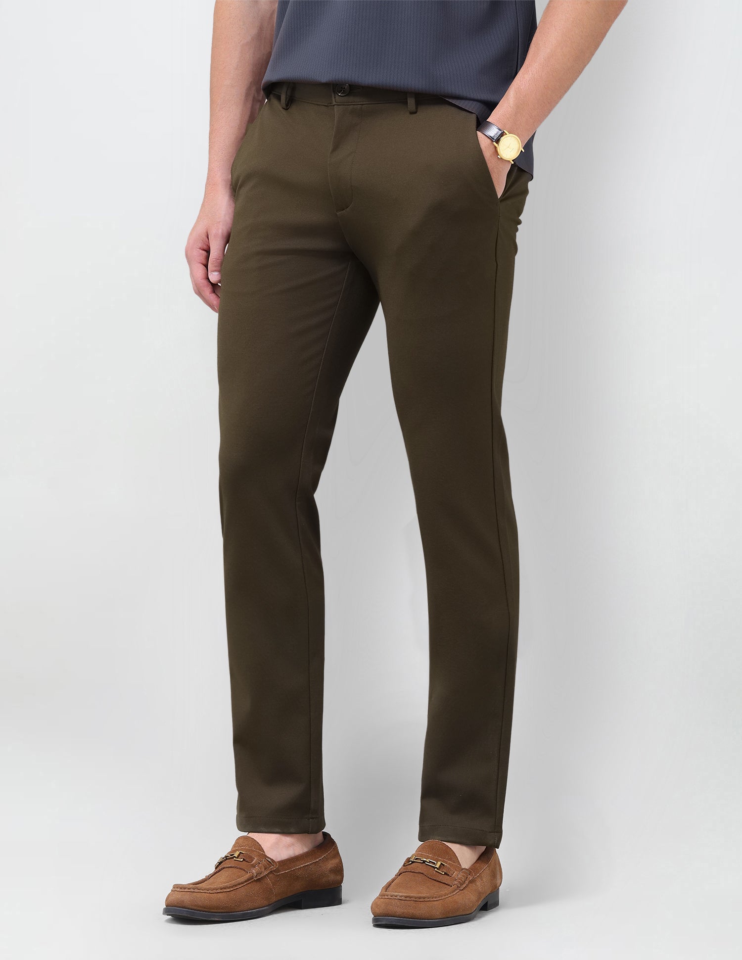 Denver Slim Fit Mid Rise Trousers Brown - U.S. Polo Assn. India | Large
