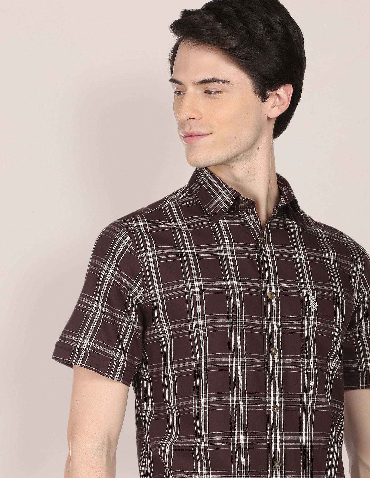 Plaid Check Twill Casual Shirt Brown - U.S. Polo Assn. India | Large