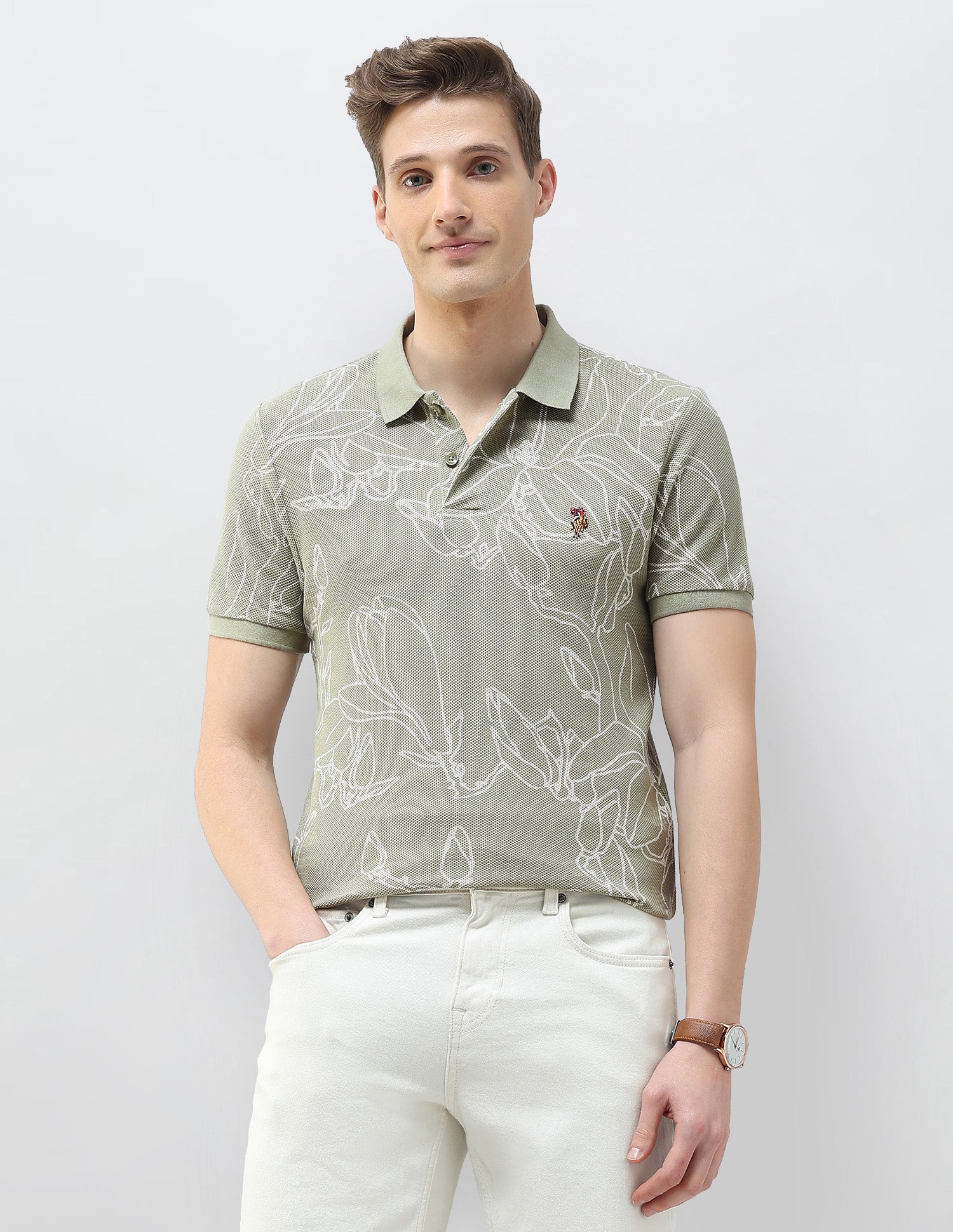 Floral Printed Motel On The Coast Polo Shirt