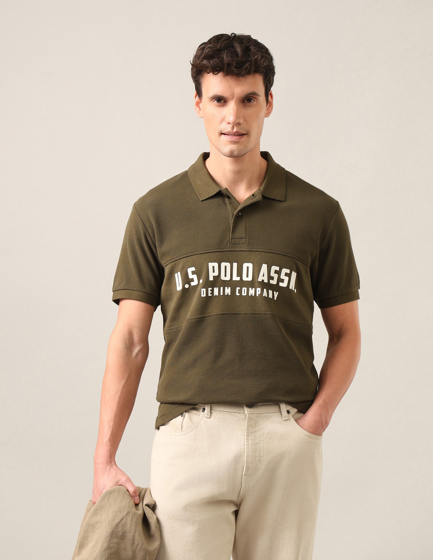 Brand Embossed Slim Fit Polo Shirt