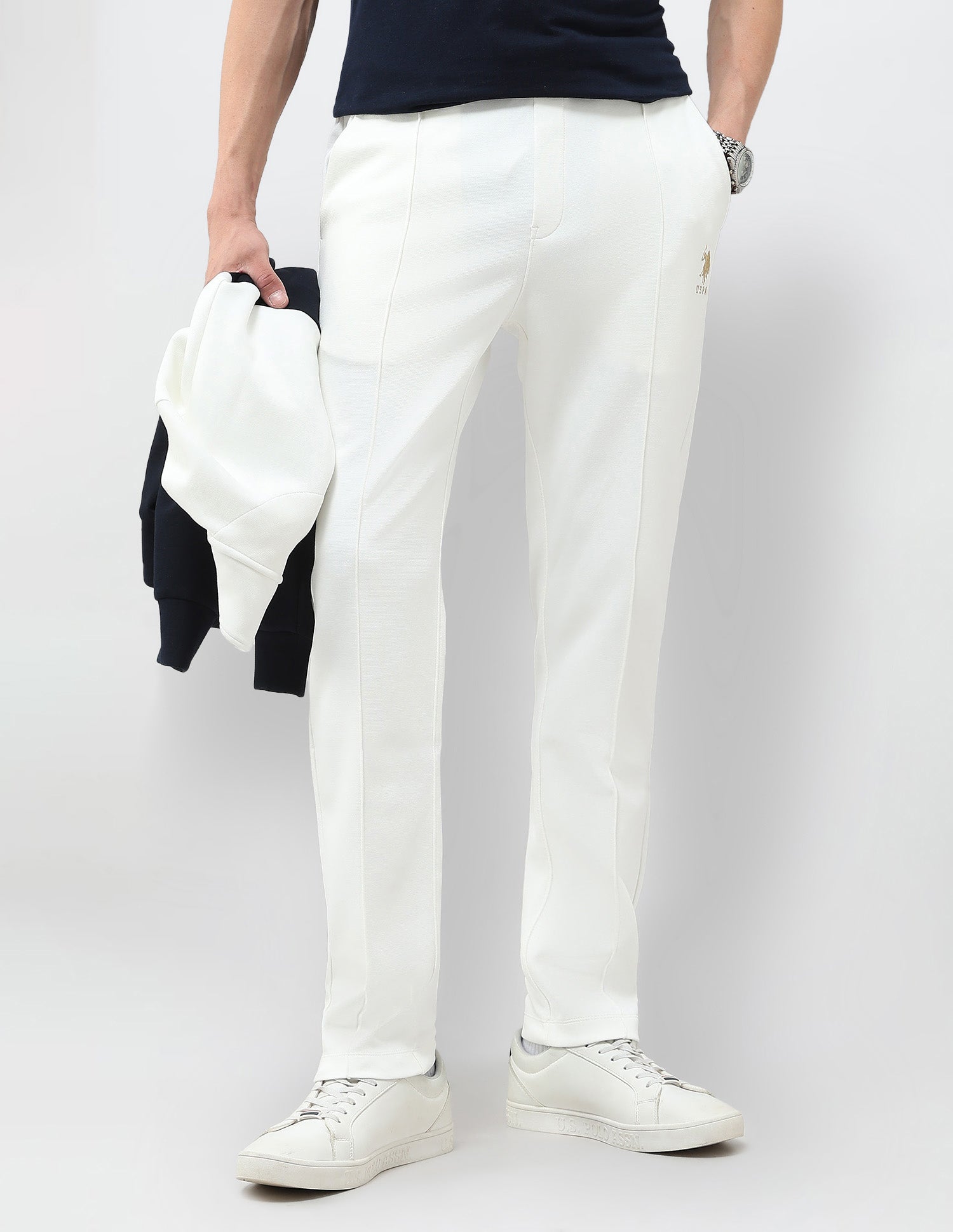 Mid Rise Solid Track Pants