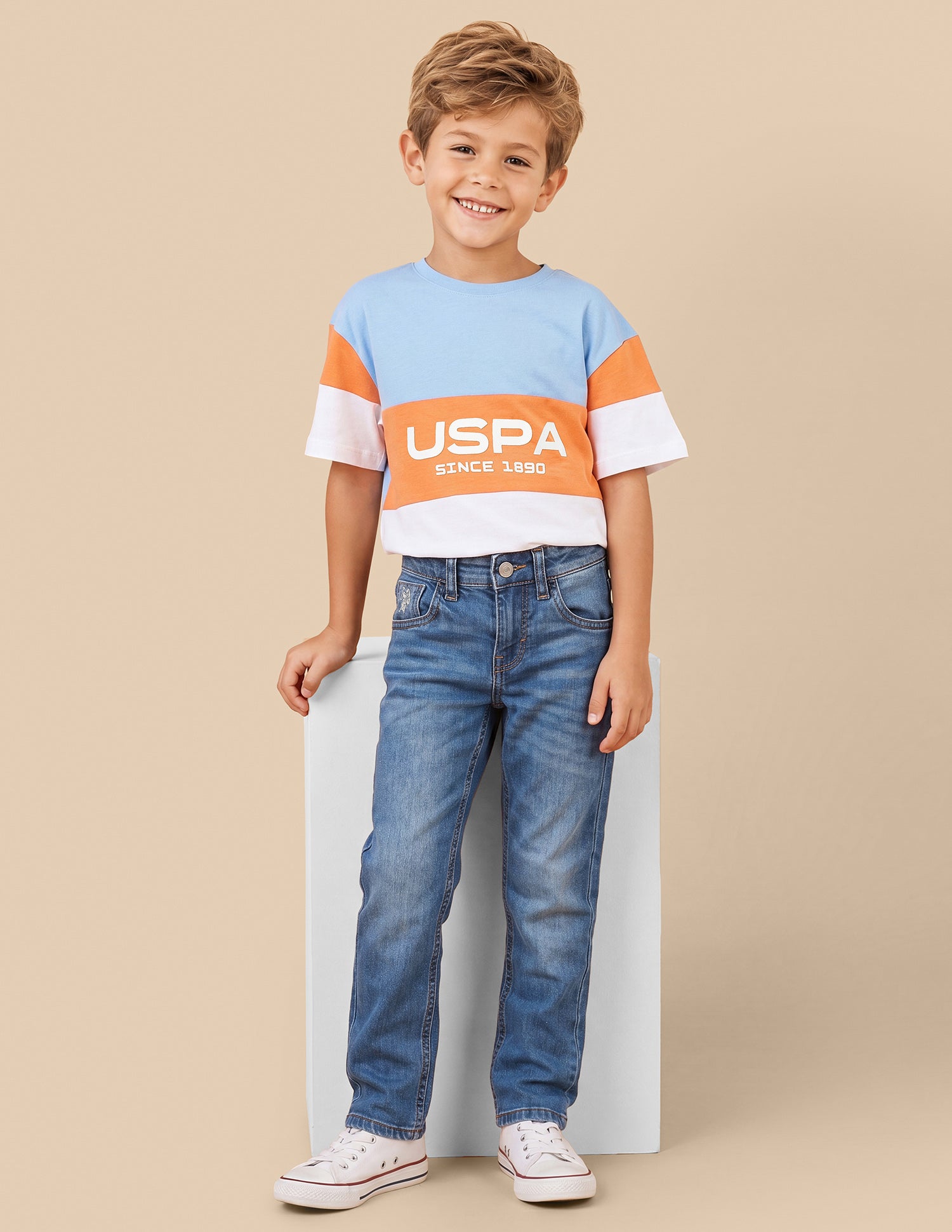 Slim Fit Whiskered Jeans Blue - U.S. Polo Assn. India | Large
