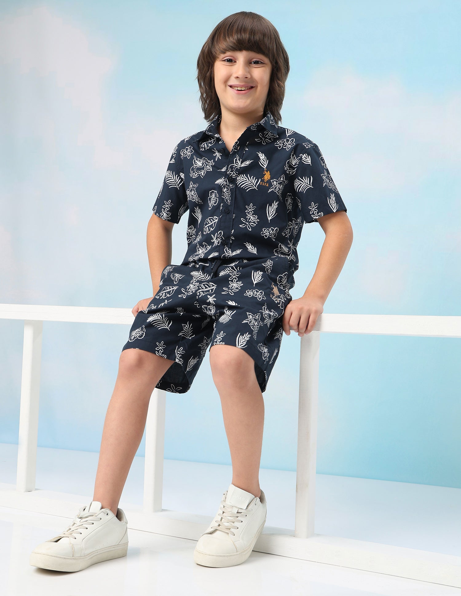 Floral Printed Slim Fit Shorts Navy - U.S. Polo Assn. India | Large