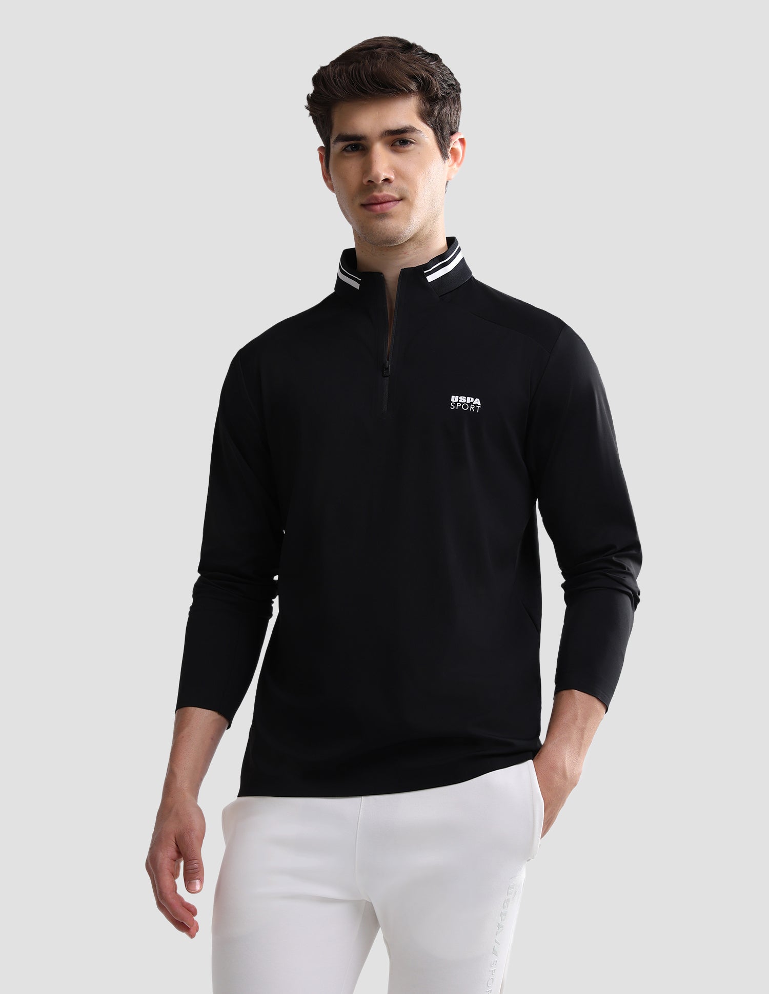 Solid Slim Fit Active Polo Shirt Black - U.S. Polo Assn. India | Large