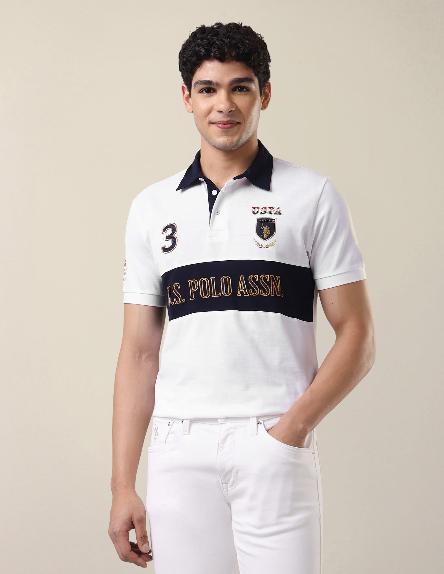 Brand Embroidered Slim Fit Polo Shirt