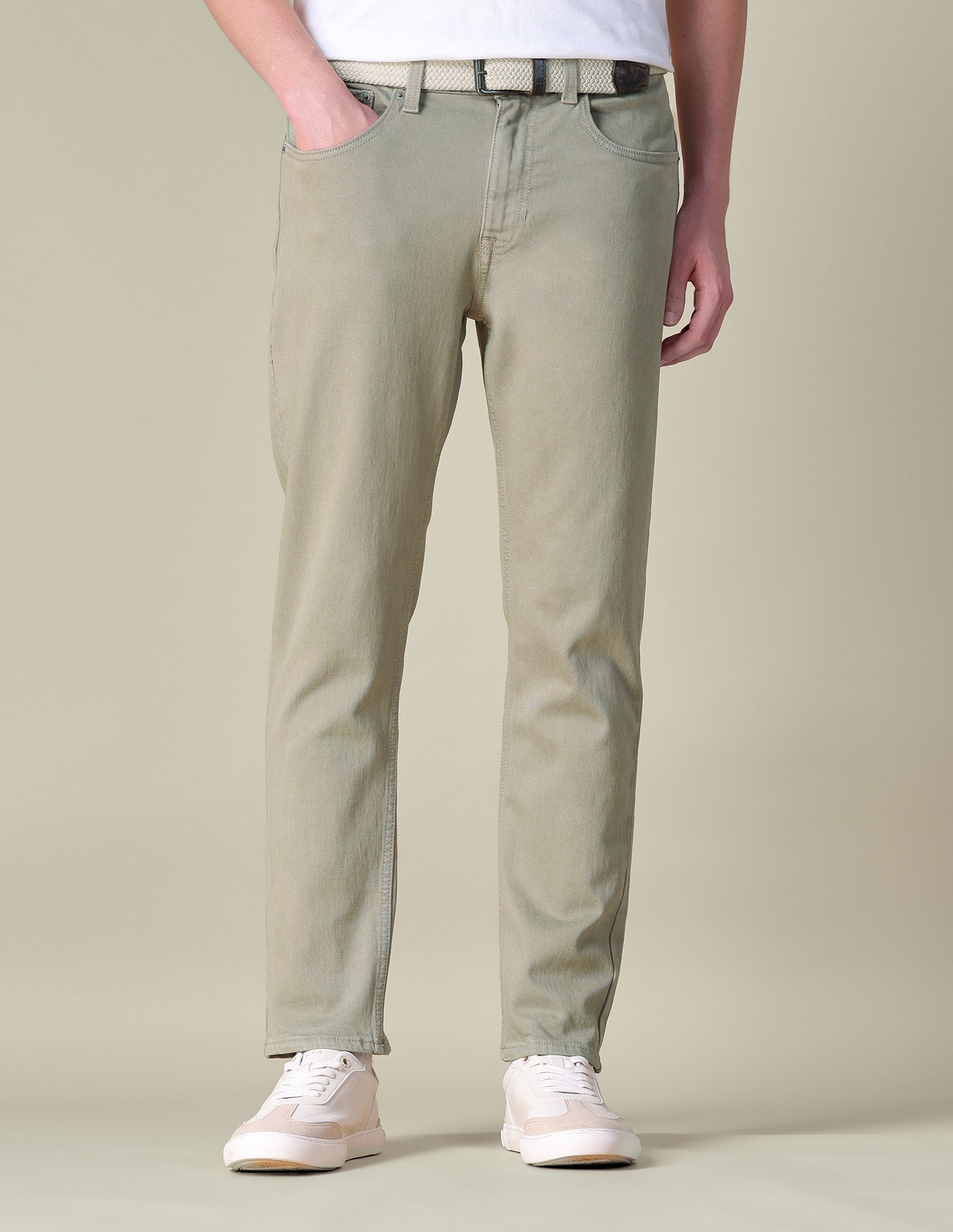 Cole Comfort Cropped Fit Green Jeans