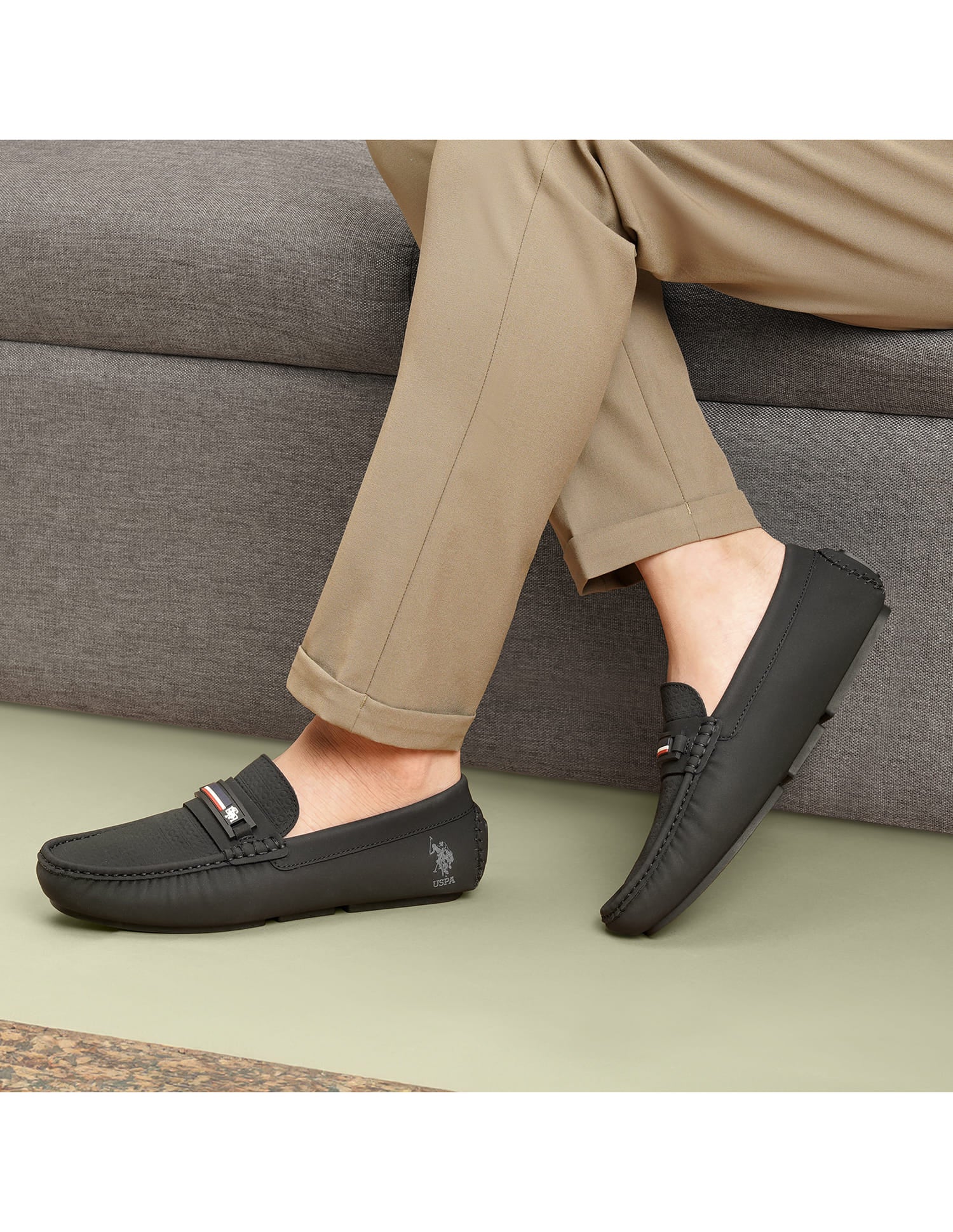 Men Teno Textured Loafer Black - U.S. Polo Assn. India | Large