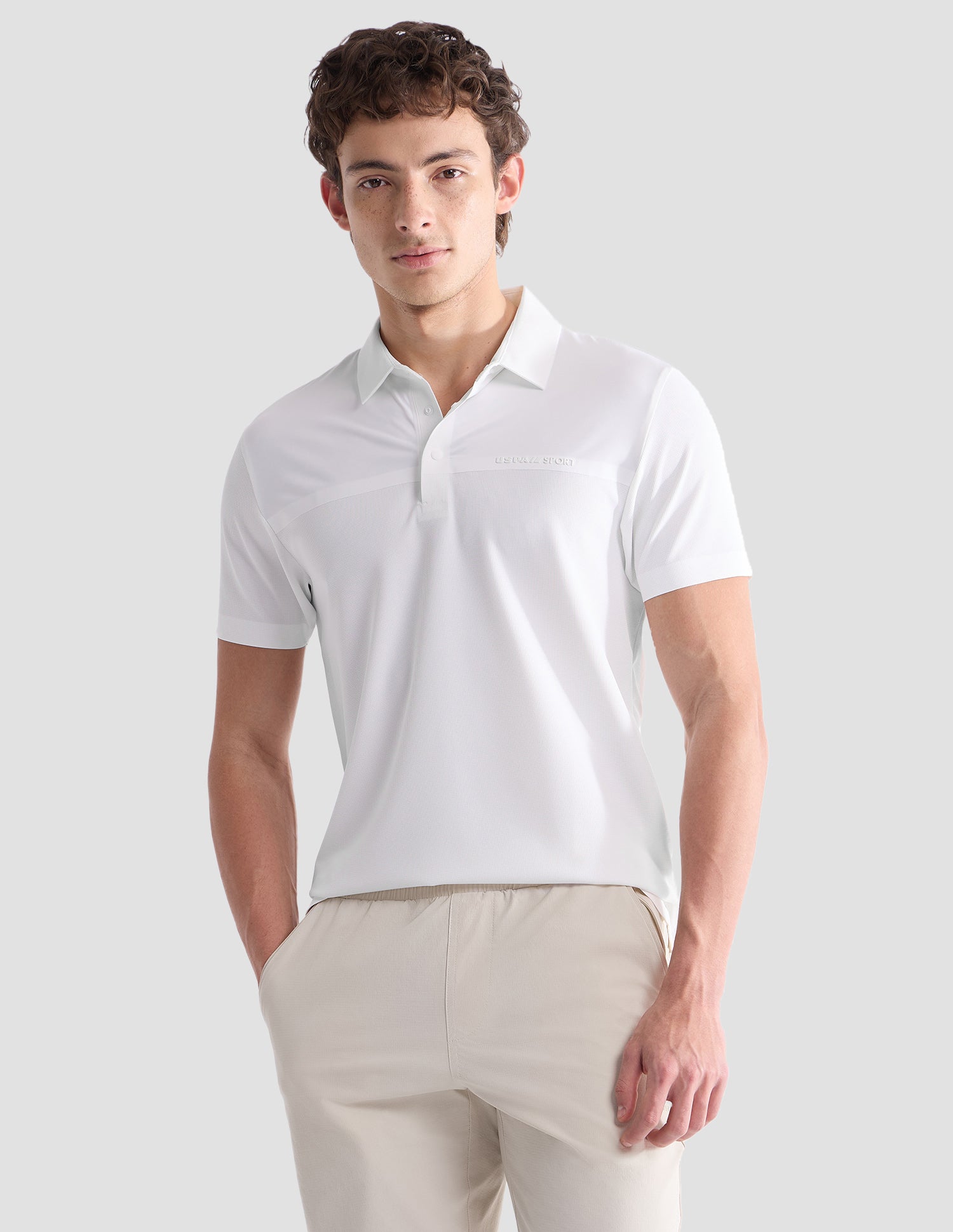 Textured Slim Fit Active Polo Shirt