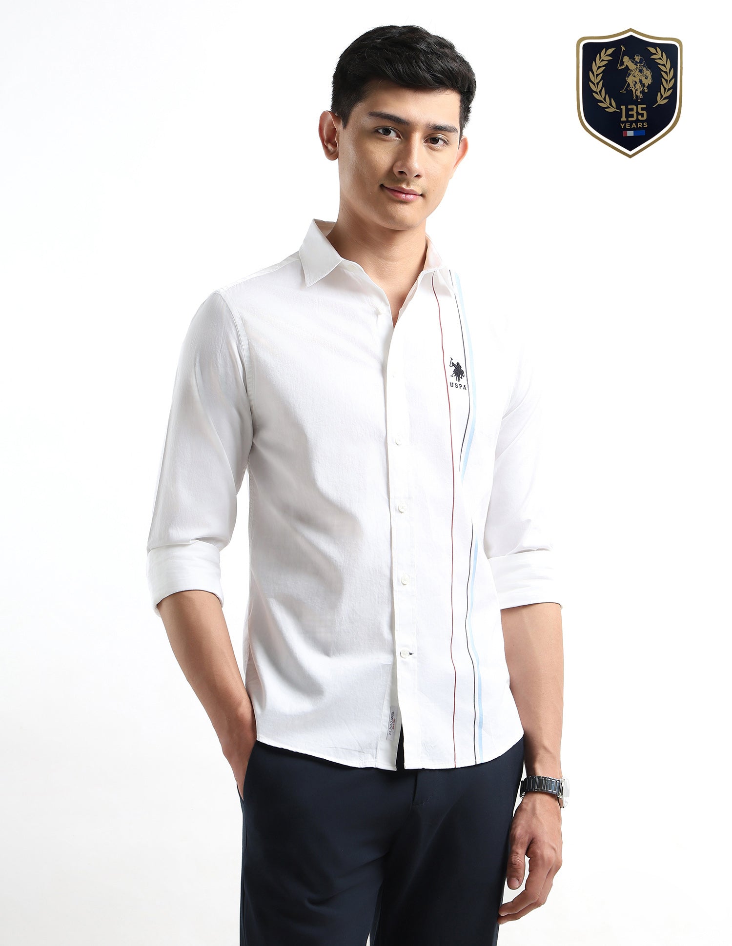 Twill Tailored Fit Shirt White - U.S. Polo Assn. India | Large
