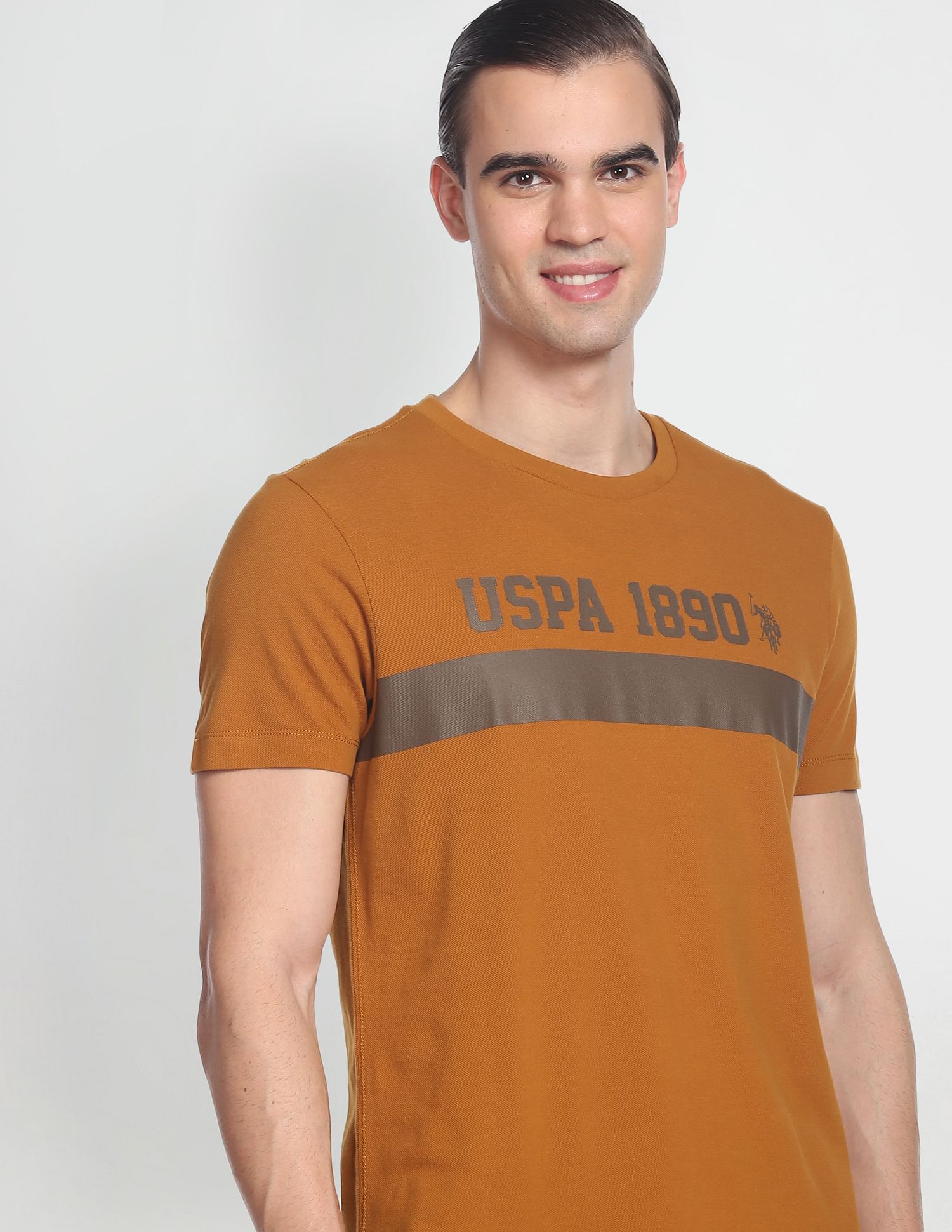 Iconic Brand Print T-Shirt Ochre - U.S. POLO ASSN. | Large