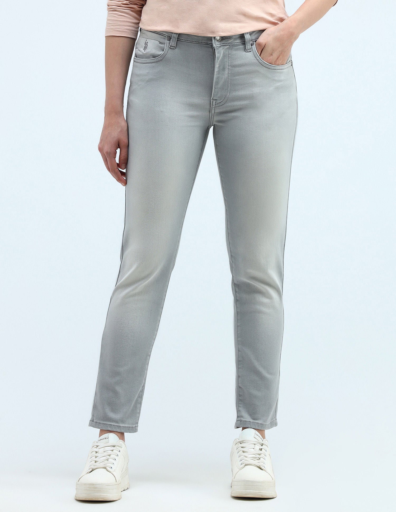 Mid Rise Slim Fit Jeans Grey - U.S. Polo Assn. India | Large