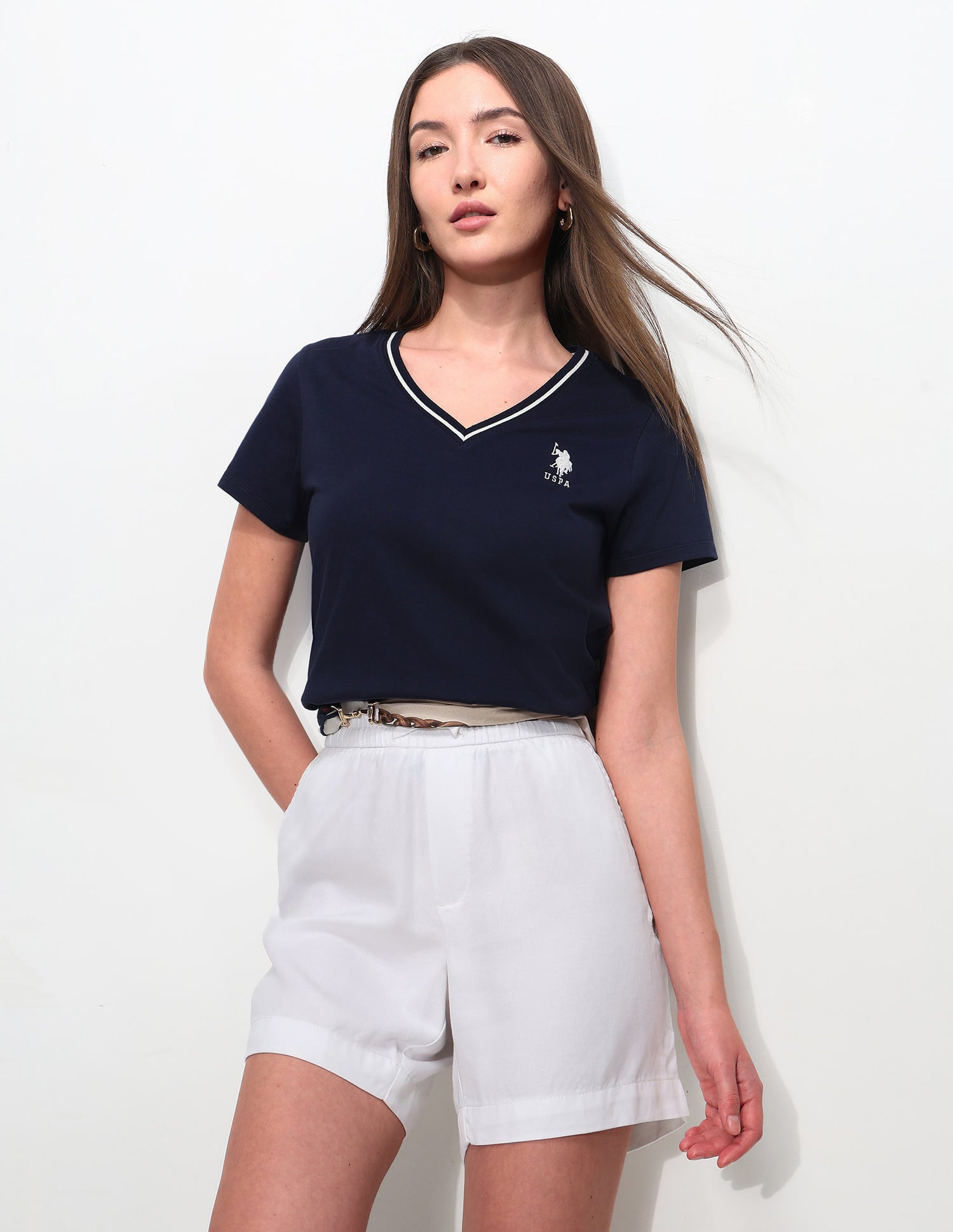 Regular Fit Solid T-Shirt Navy - U.S. Polo Assn. India | Large
