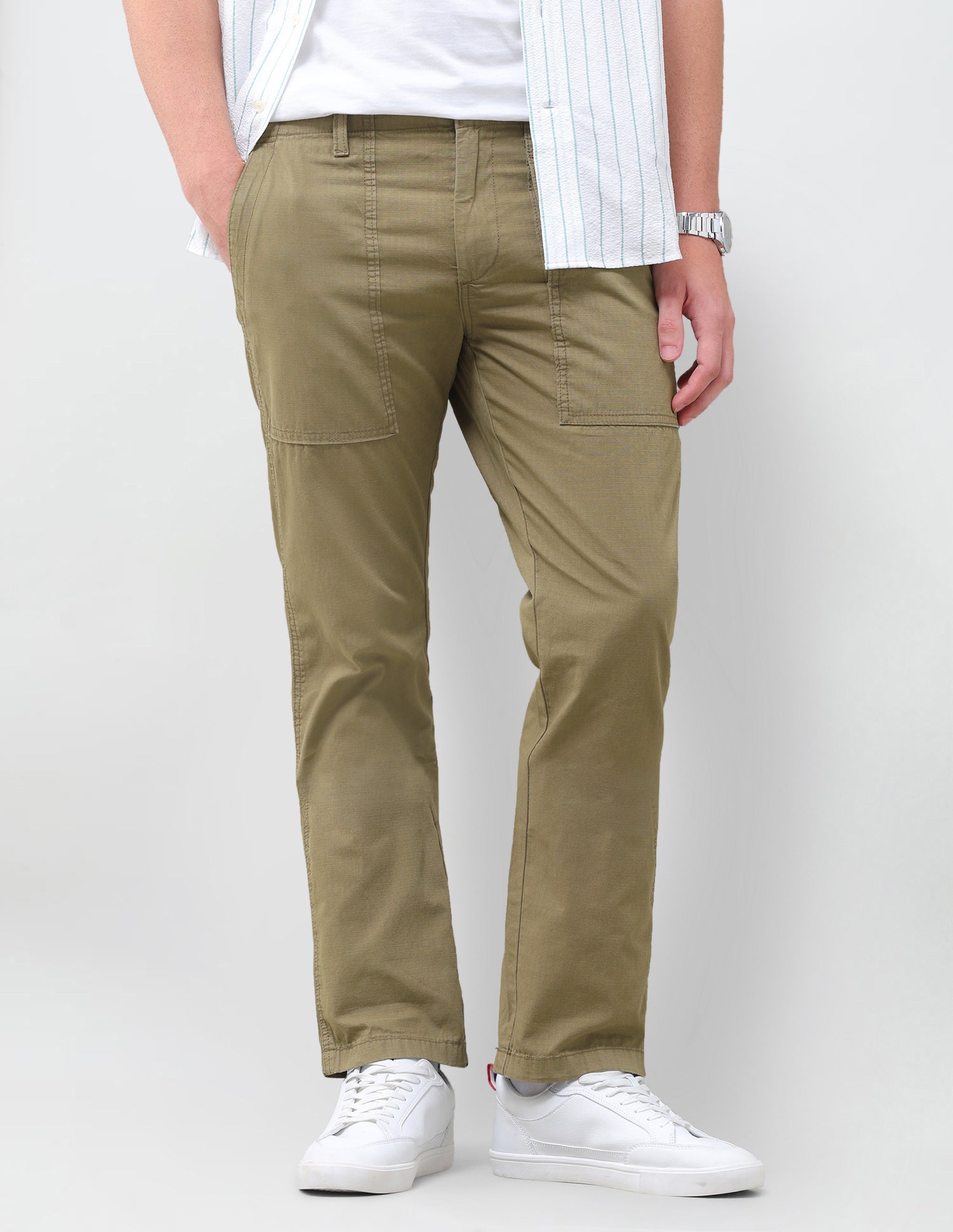 Harold Slim Straight Fit Mid Rise Trouser Tan - U.S. Polo Assn. India | Large