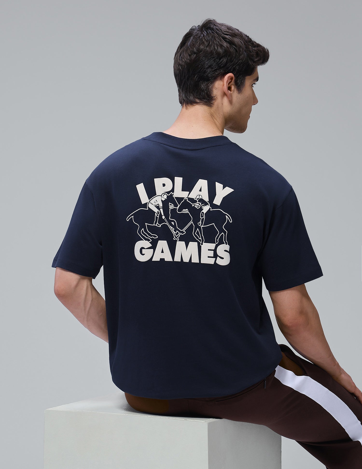 Graphic Printed Oversized Fit Loungewear T-Shirt Navy - U.S. Polo Assn. India | Large