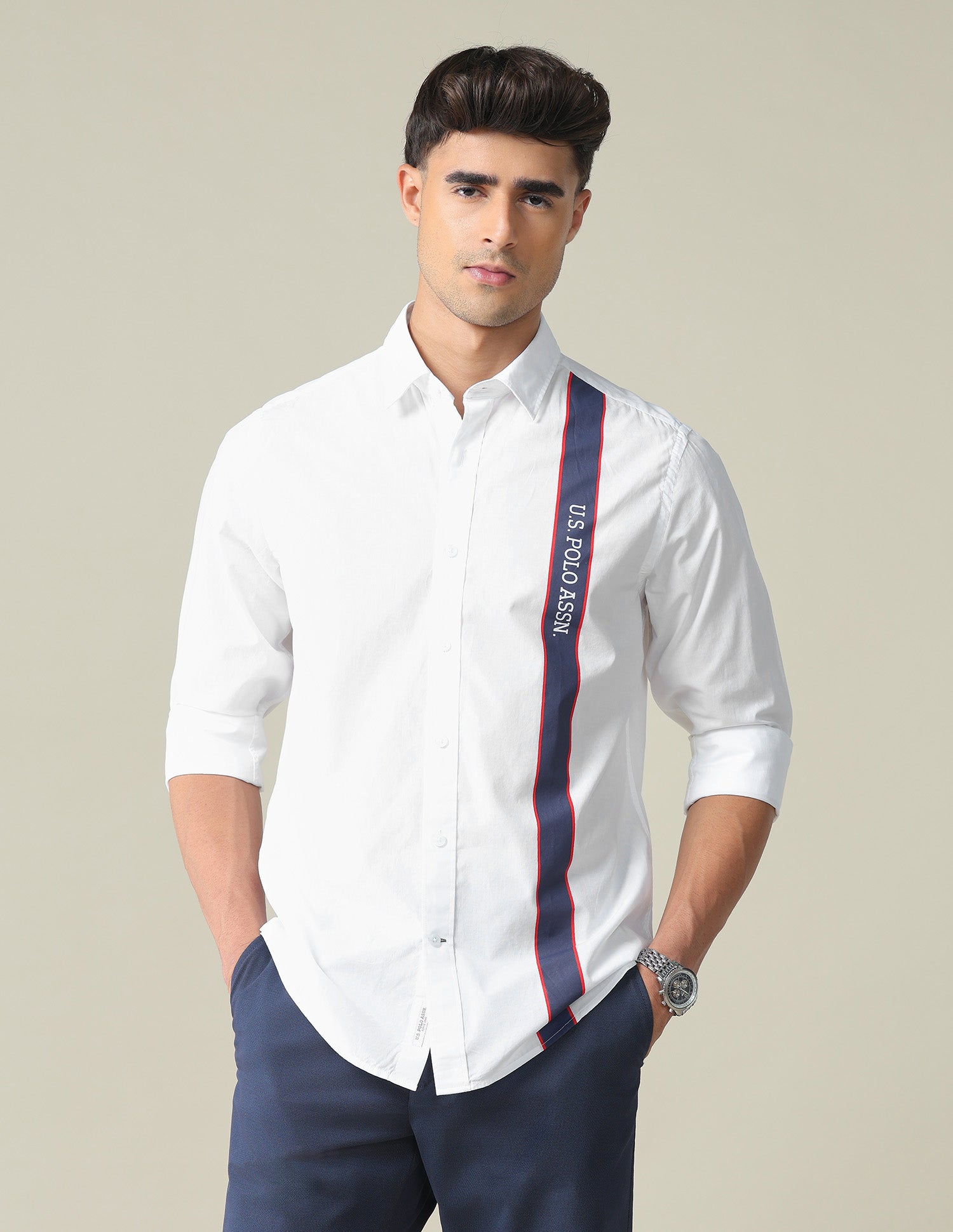 Vertical Stripe Cotton Shirt
