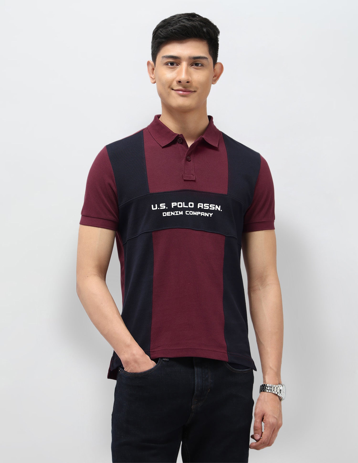 Colourblocked Pure Cotton Polo Shirt