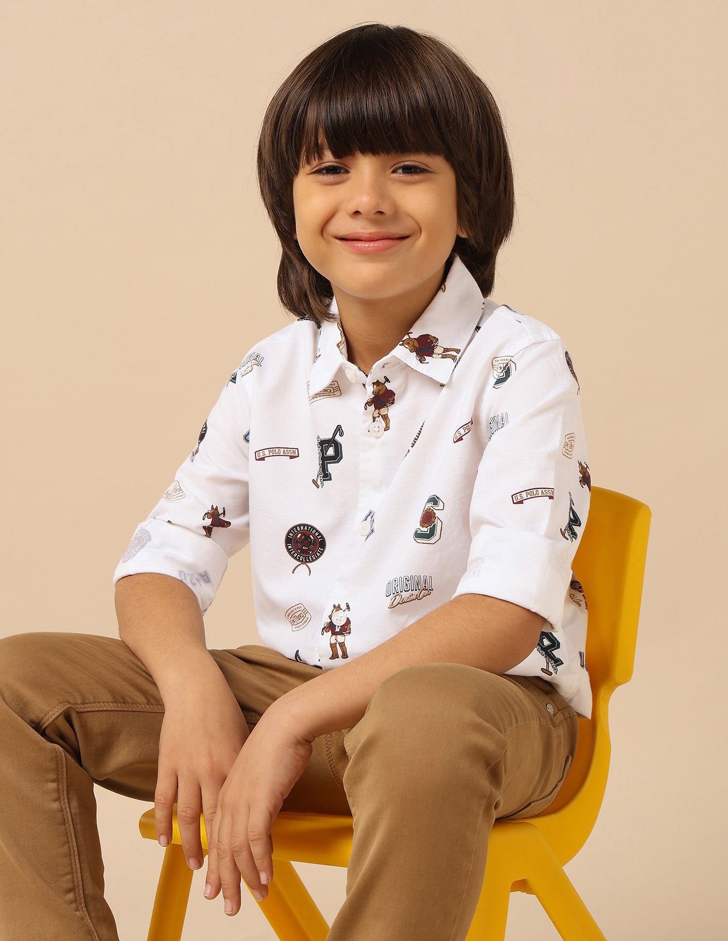 Boys Brand Printed Oxford Shirt