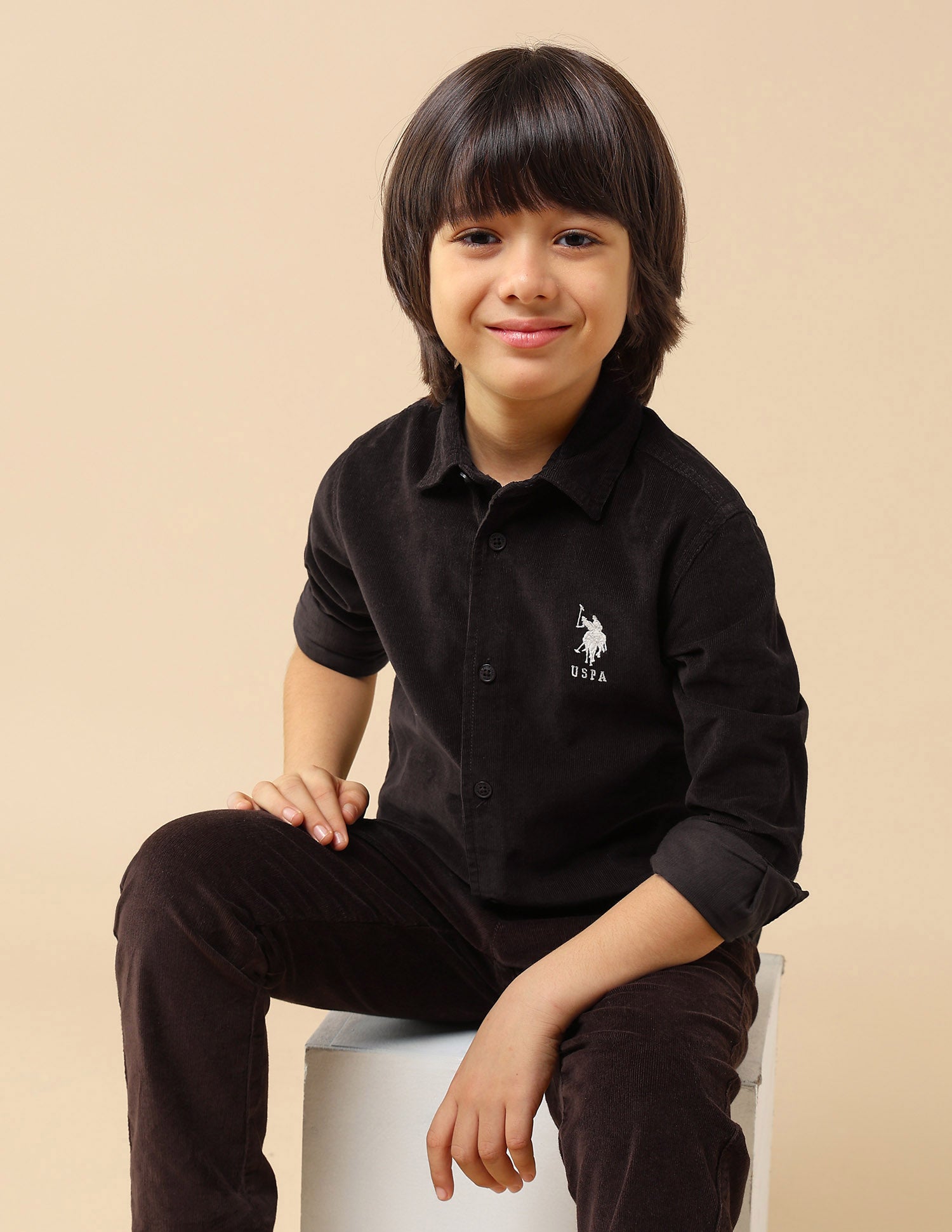 Boys Solid Corduroy Shirt