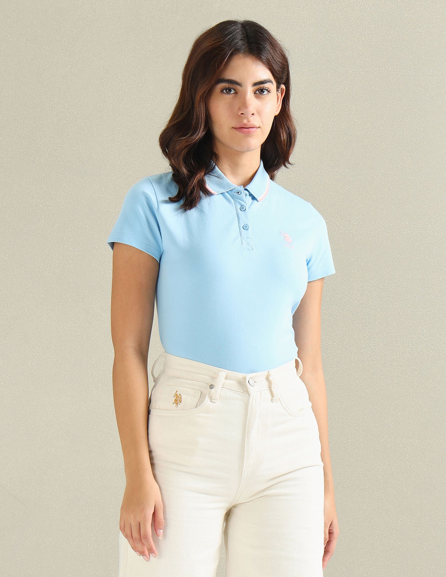 Tipped Collar Cotton Polo Shirt