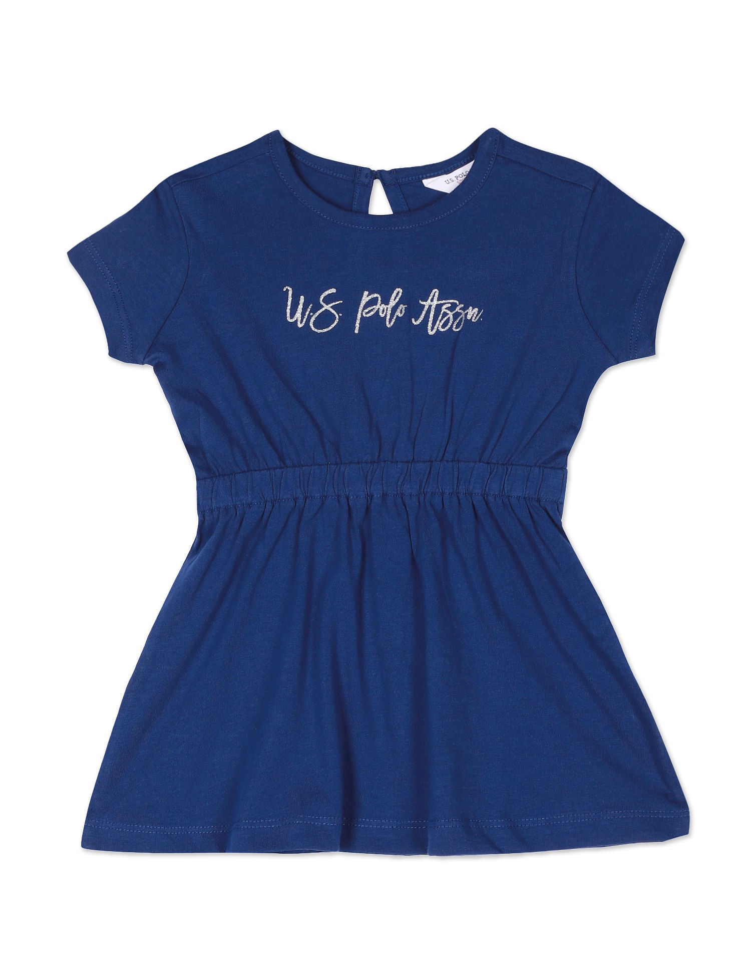 Girls Navy Glitter Logo Fit And Flare Dress