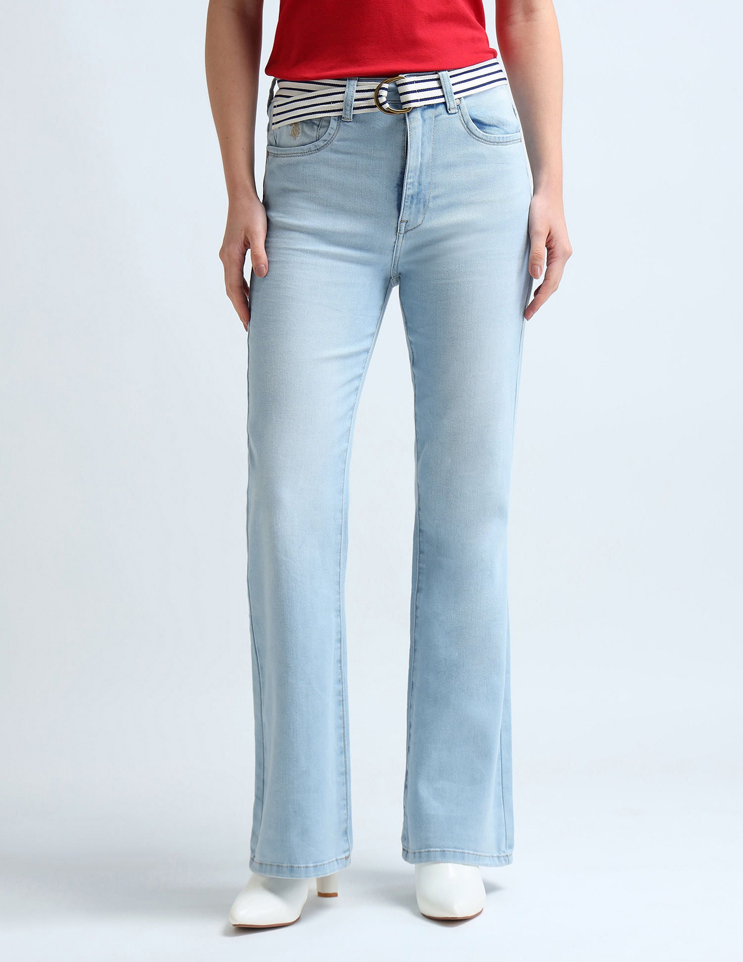 Flared Fit Blue Jeans