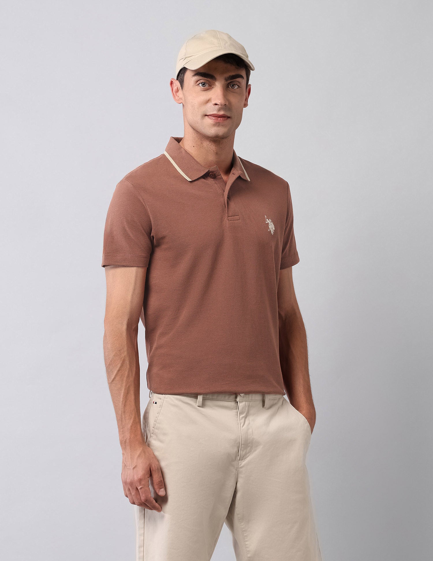 Pure Cotton Muscle Fit Polo Shirt Rust - U.S. Polo Assn. India | Large