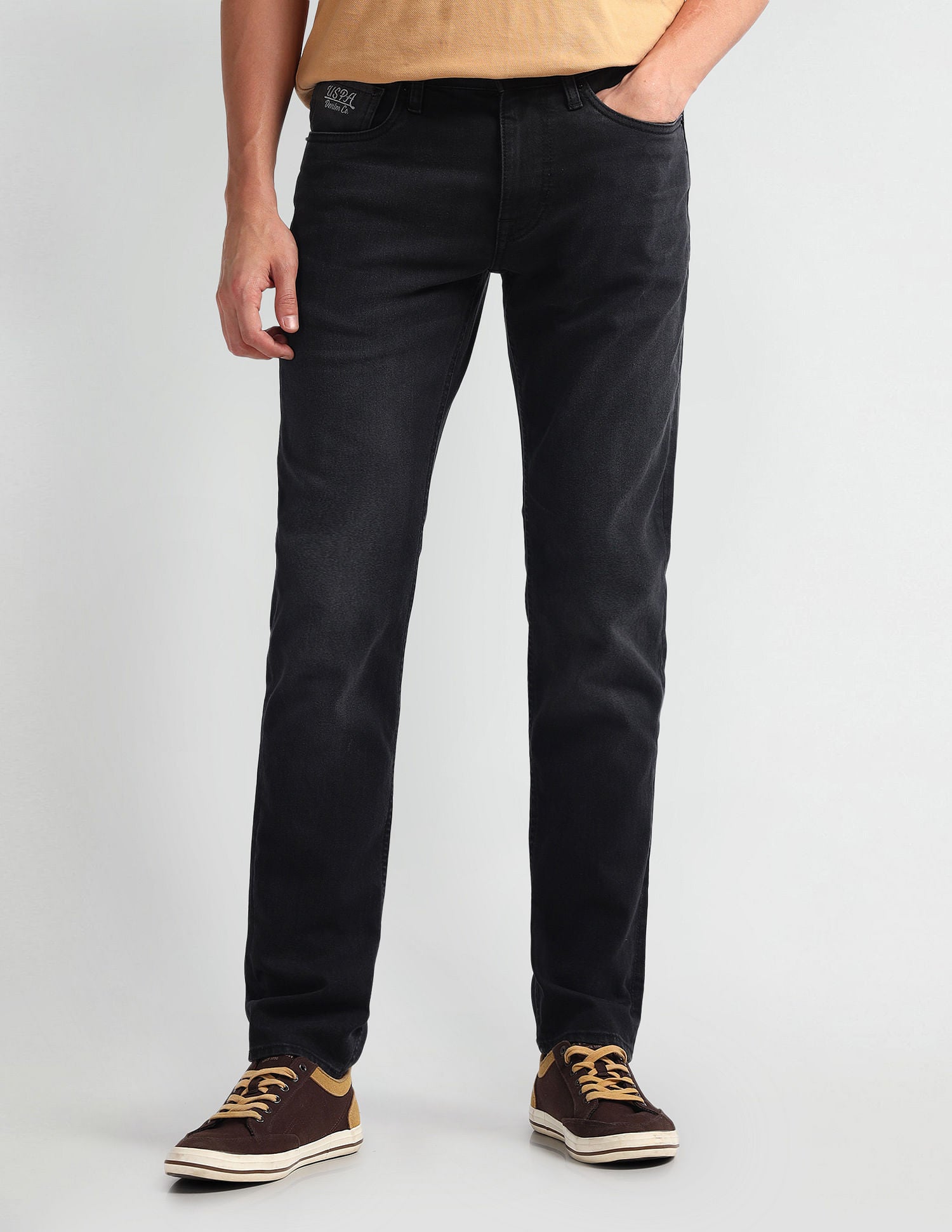 Brandon Slim Tapered Fit Black Jeans Black - U.S. Polo Assn. India | Large
