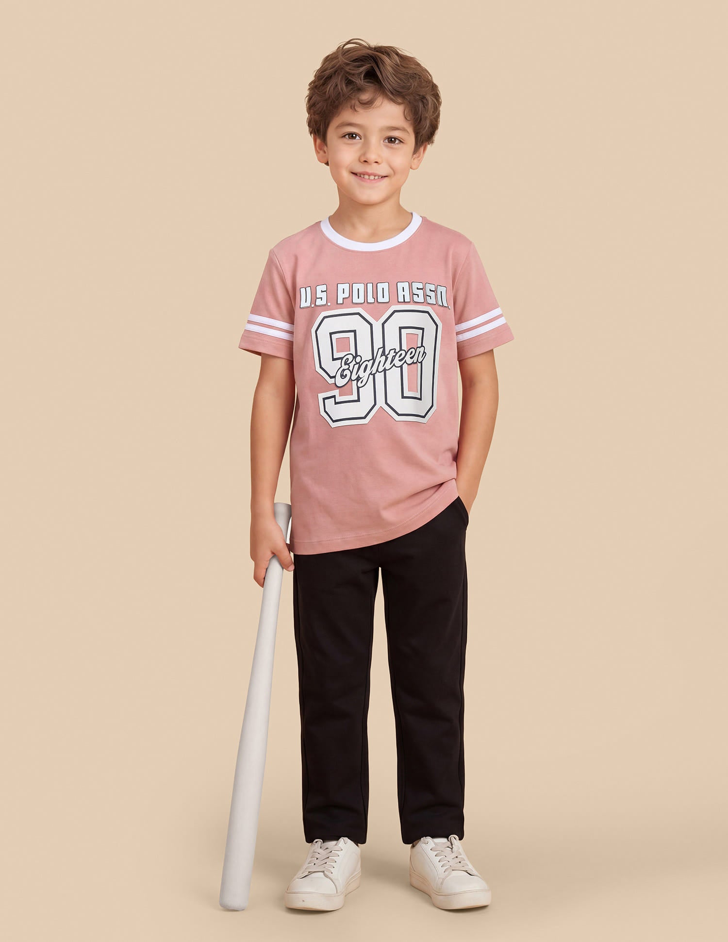 Typography Printed Regular Fit T-Shirt Peach - U.S. Polo Assn. India | Large