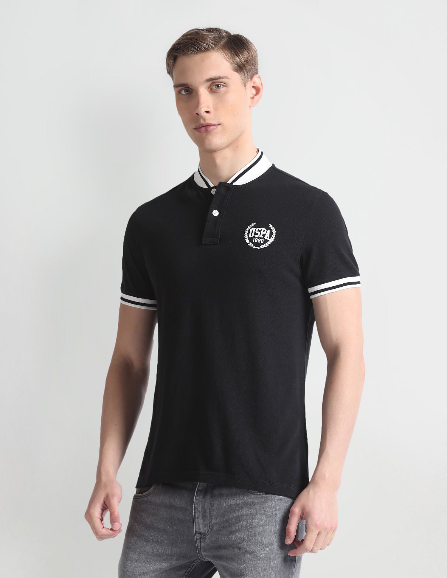 Mandarin Collar Muscle Fit Polo Shirt – U.S. Polo Assn. India