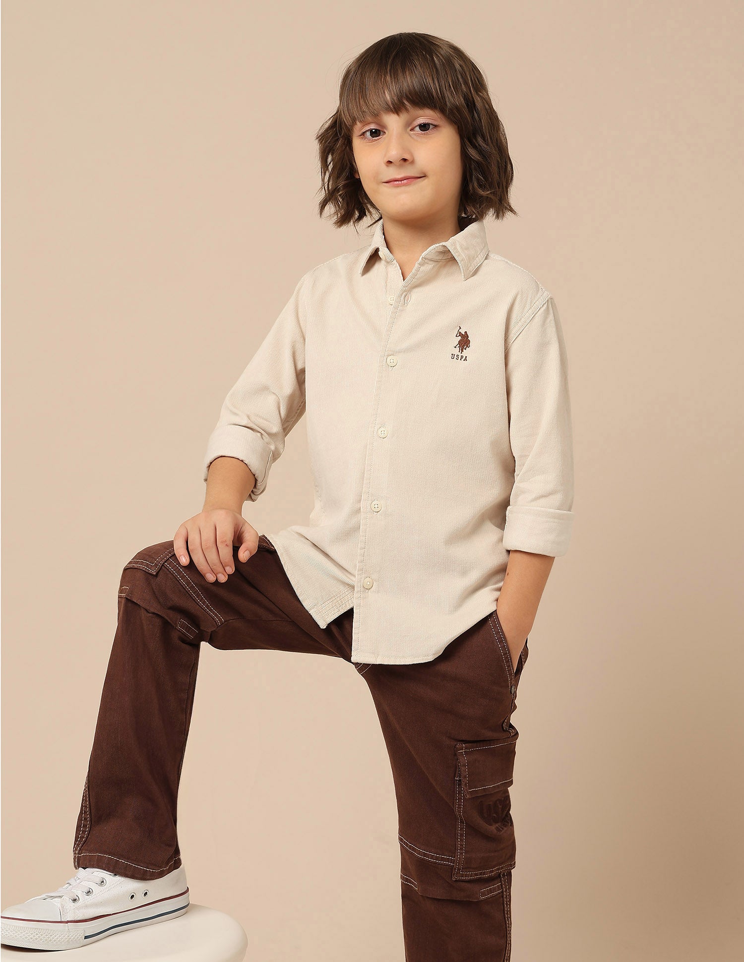 Boys Corduroy Regular Fit Shirt