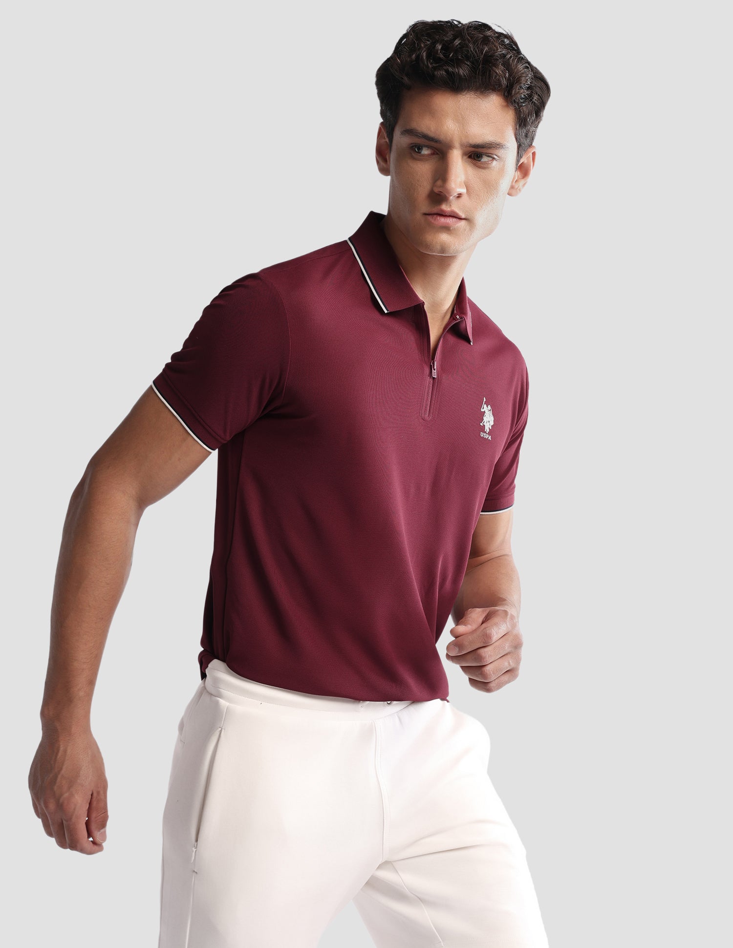 Solid Regular Fit Active Polo Shirt
