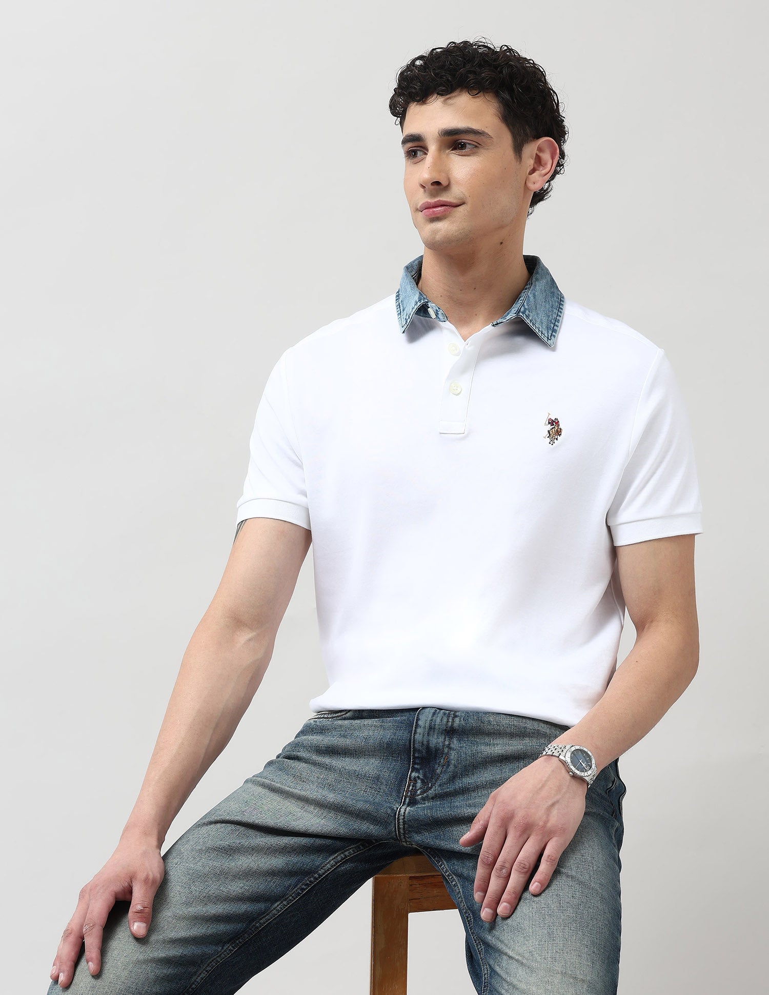 Solid Regular Fit Polo Shirt White - U.S. Polo Assn. India | Large