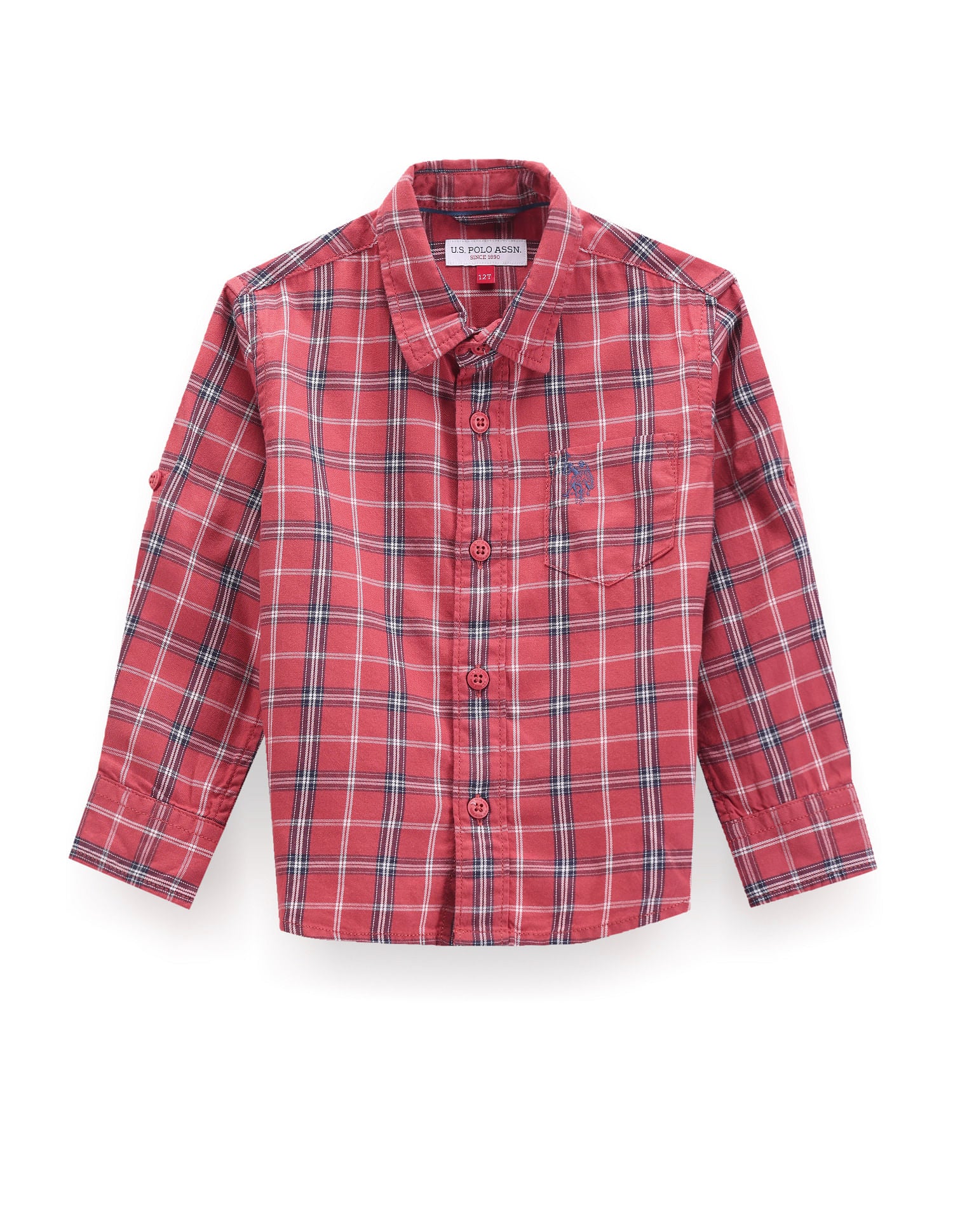 Boys Cutaway Collar Tartan Shirt