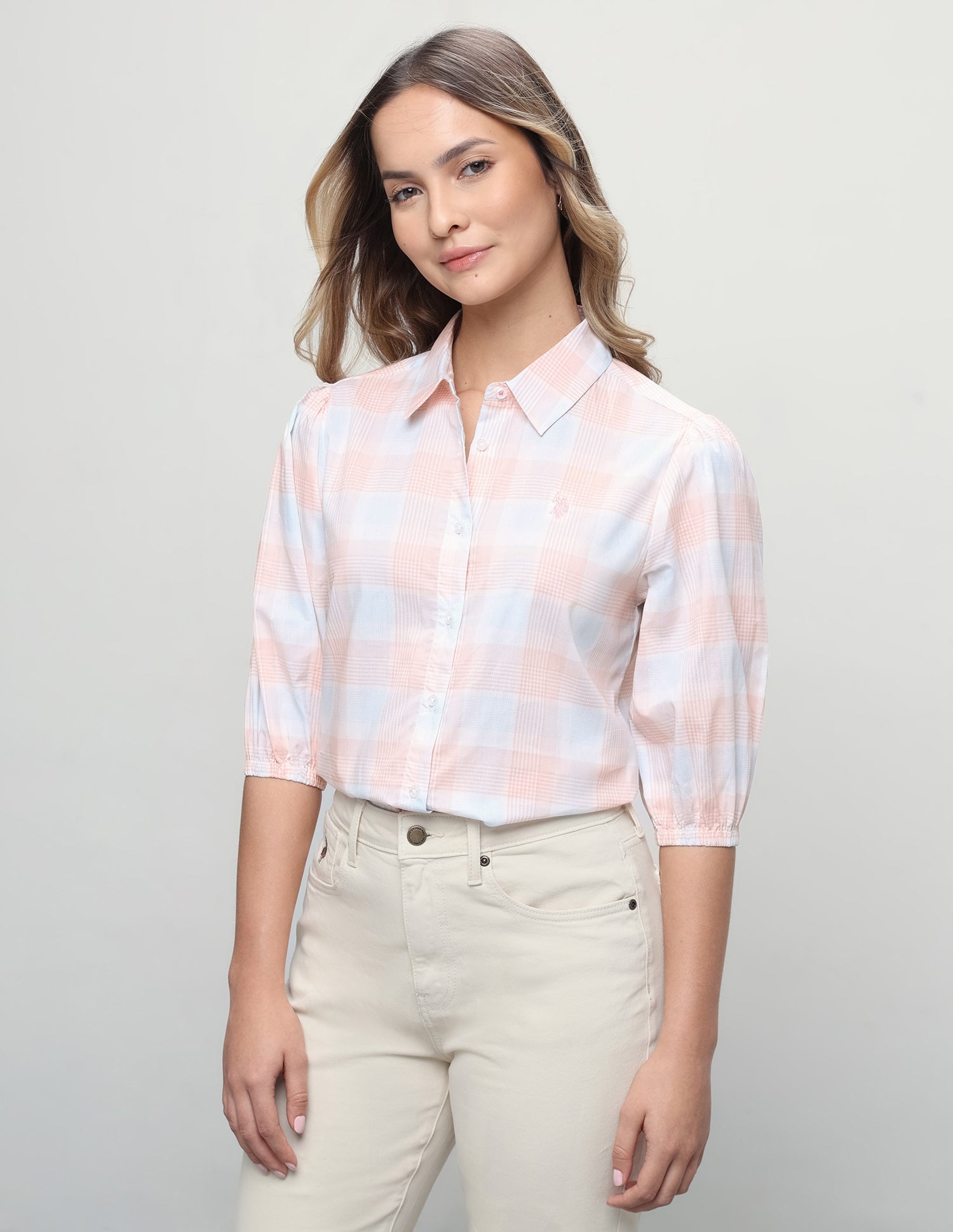 Plaid Checked Boyfriend Fit Shirt Orange - U.S. Polo Assn. India | Large