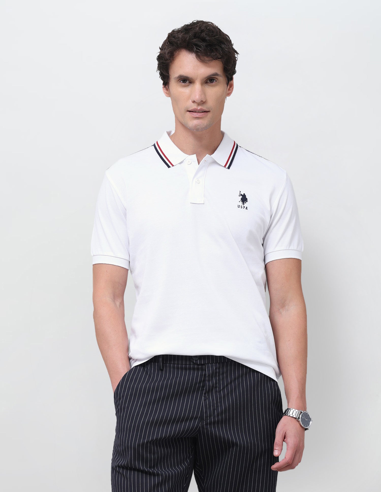 Solid Regular Fit Polo Shirt White - U.S. Polo Assn. India | Large